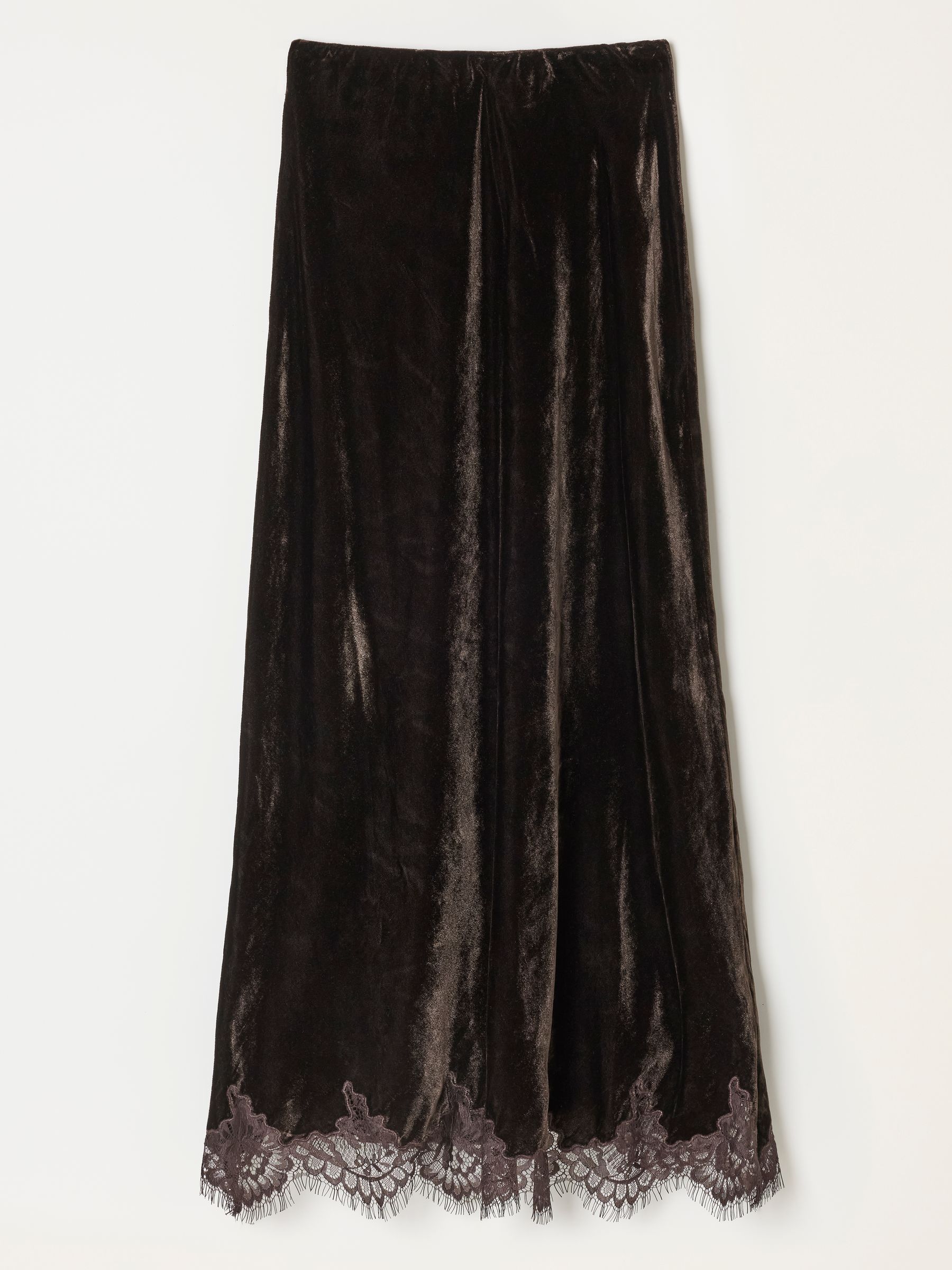Esme Chocolate Brown Velvet Midi Skirt - Image 5 of 5