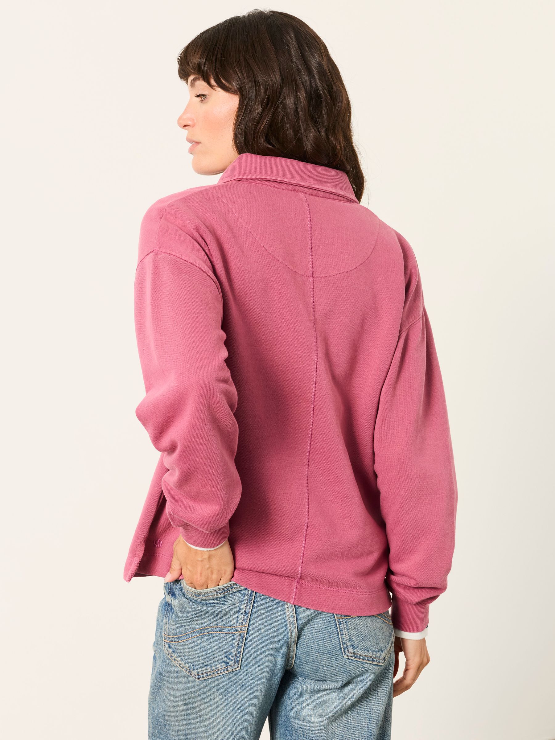 Dark Pink Quarter Neck Collared Sweat Top - Image 2 of 6