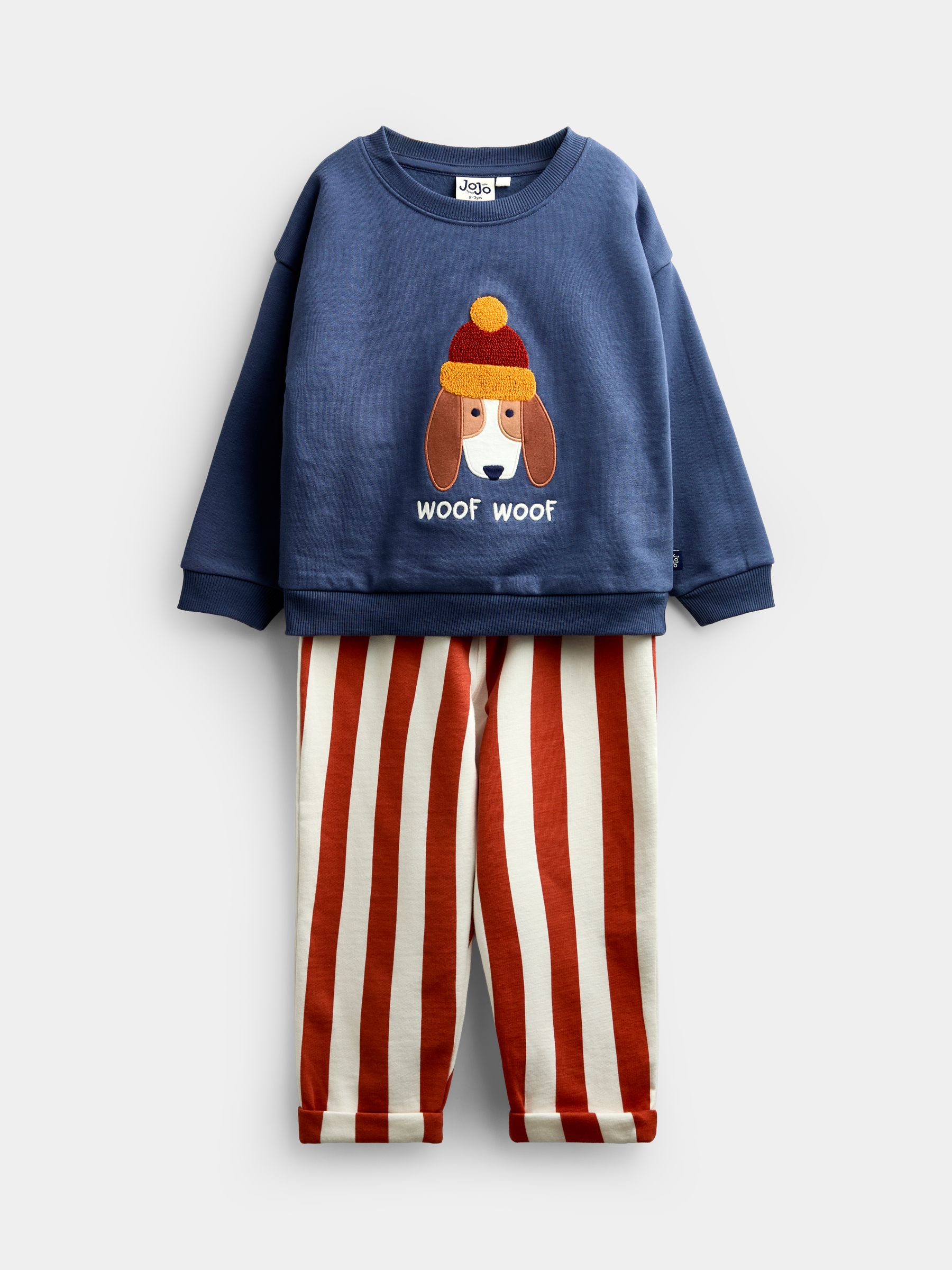 Rust Orange Dog Appliqué Sweatshirt & Stripe Jogger Set - Image 3 of 8