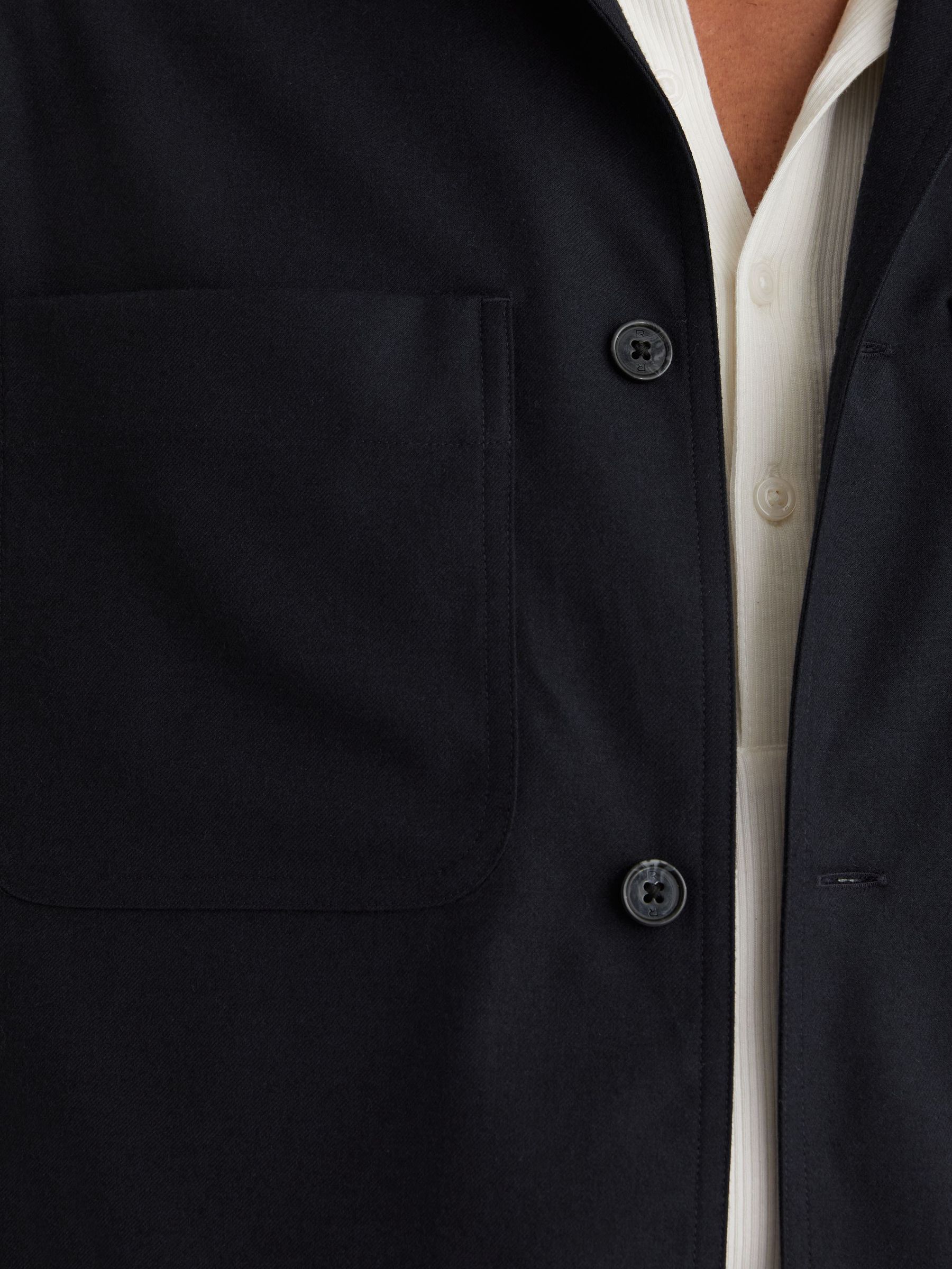 Brushed Twin-Pocket Overshirt with Wool in Navy - Image 5 of 8