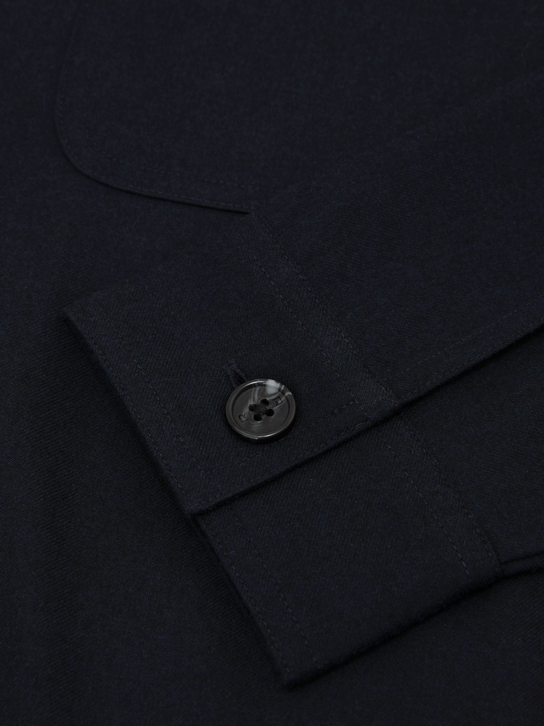 Brushed Twin-Pocket Overshirt with Wool in Navy - Image 8 of 8