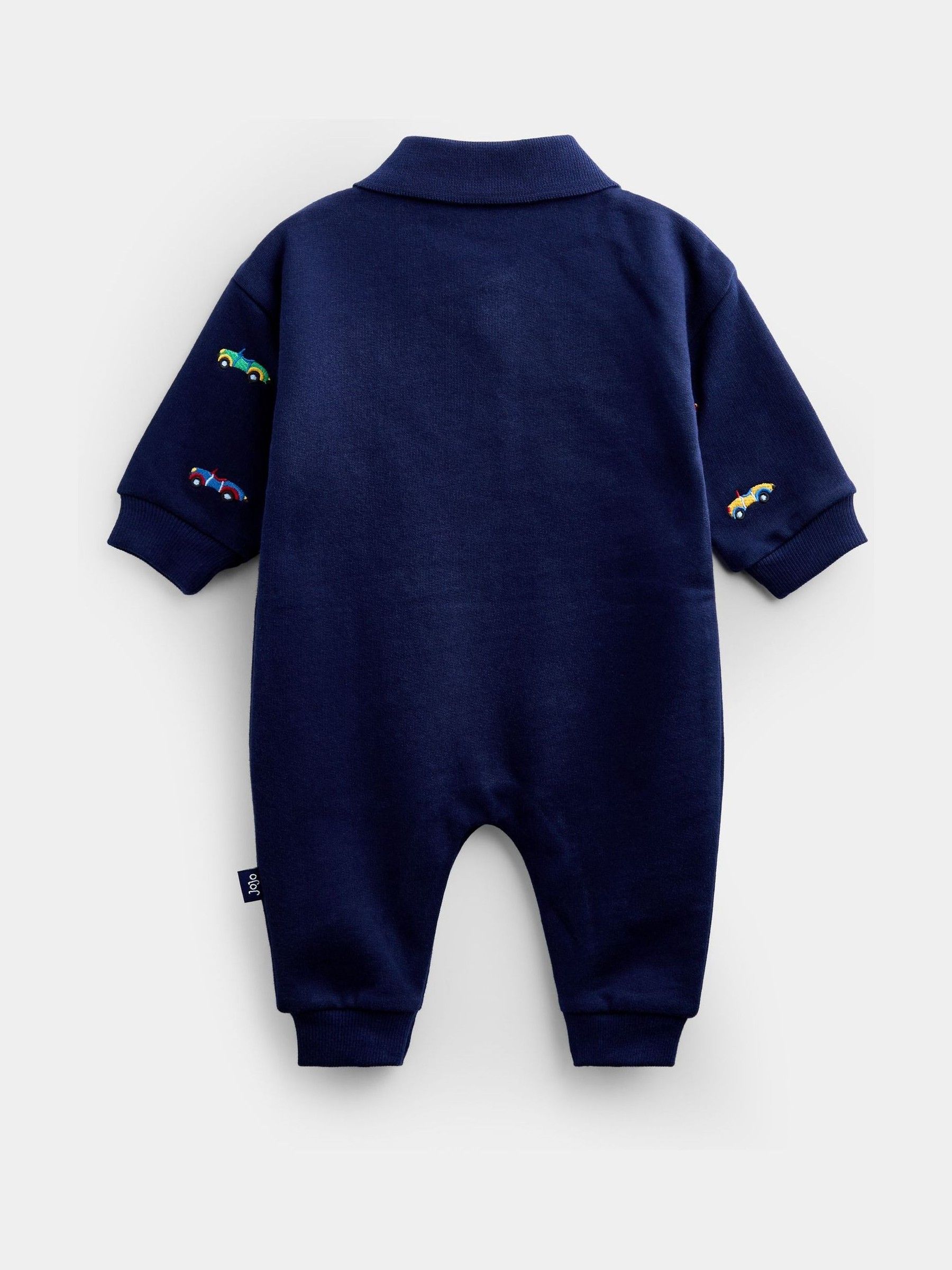 Navy Blue Car Embroidered Polo Romper - Image 2 of 4
