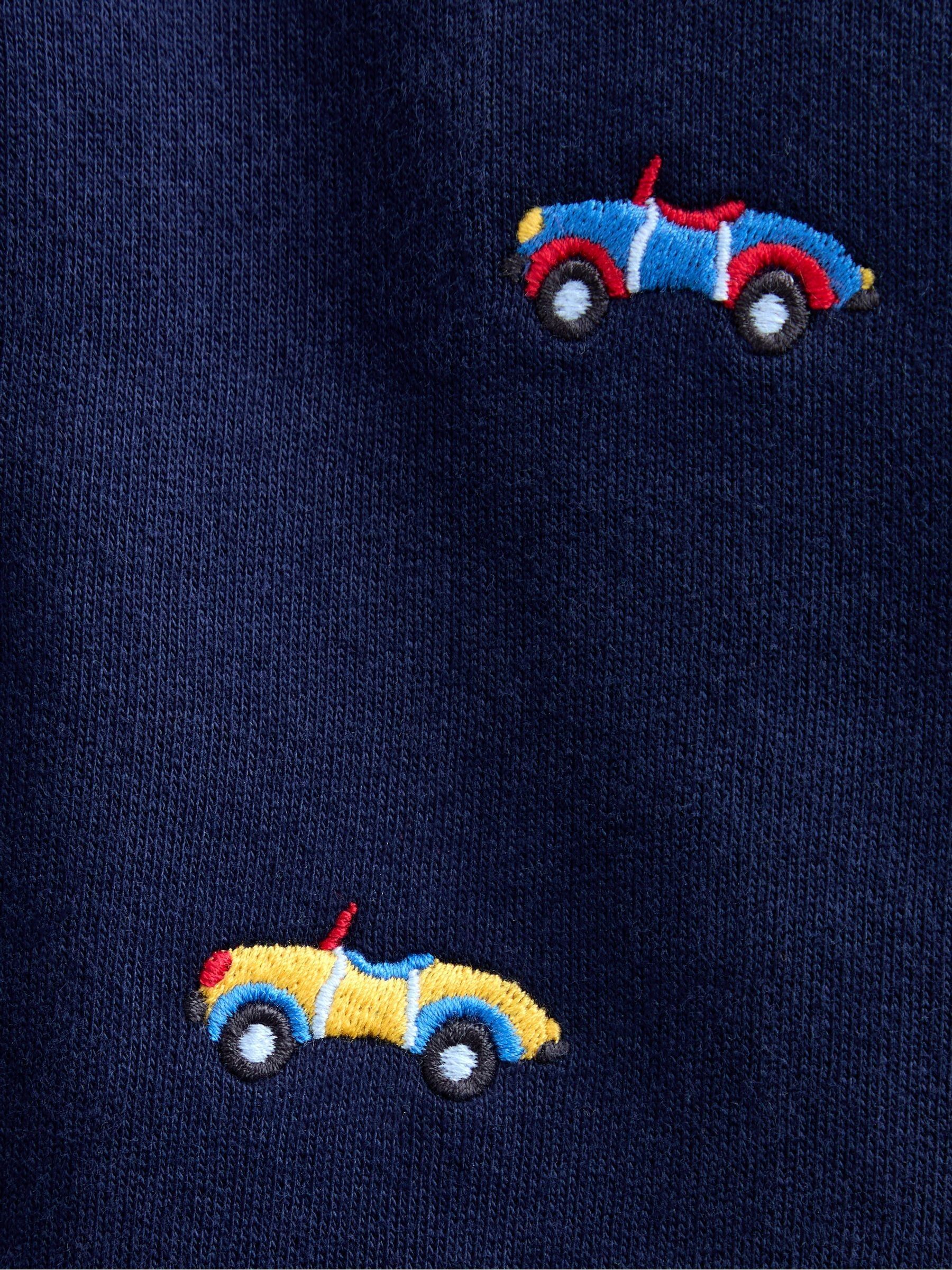 Navy Blue Car Embroidered Polo Romper - Image 4 of 4