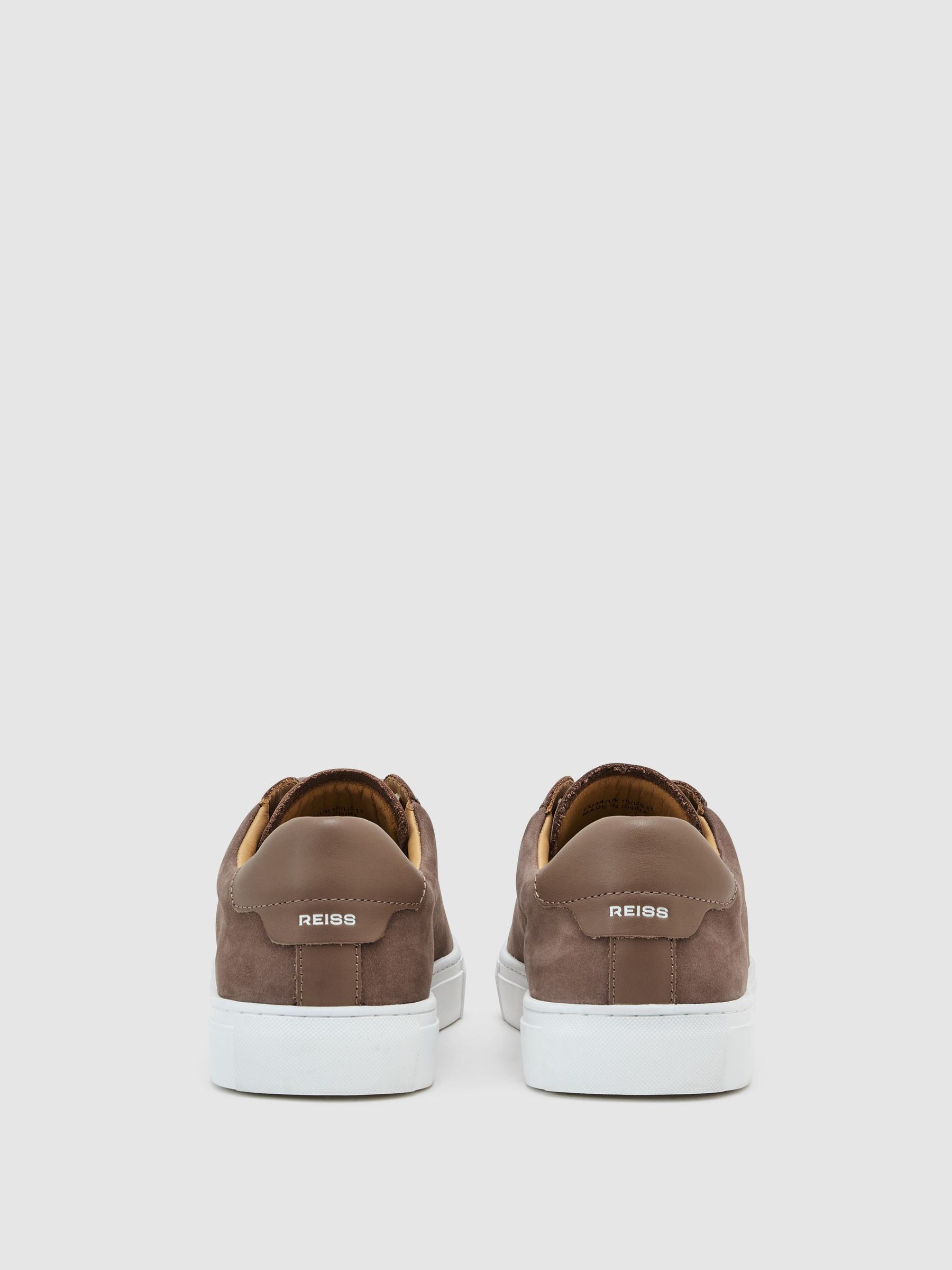 Nubuck Leather Lace-Up Trainers in Taupe Brown - Image 4 of 5