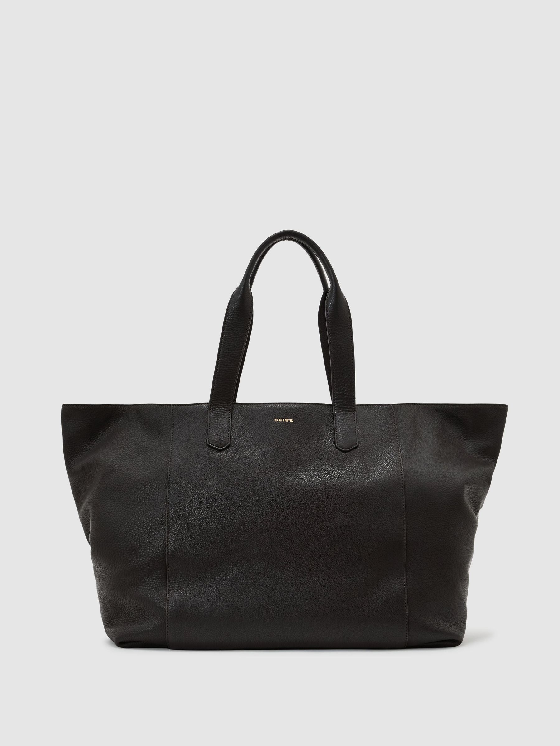 Grained Leather Large Tote Bag in Dark Brown - Bild 2 von 6