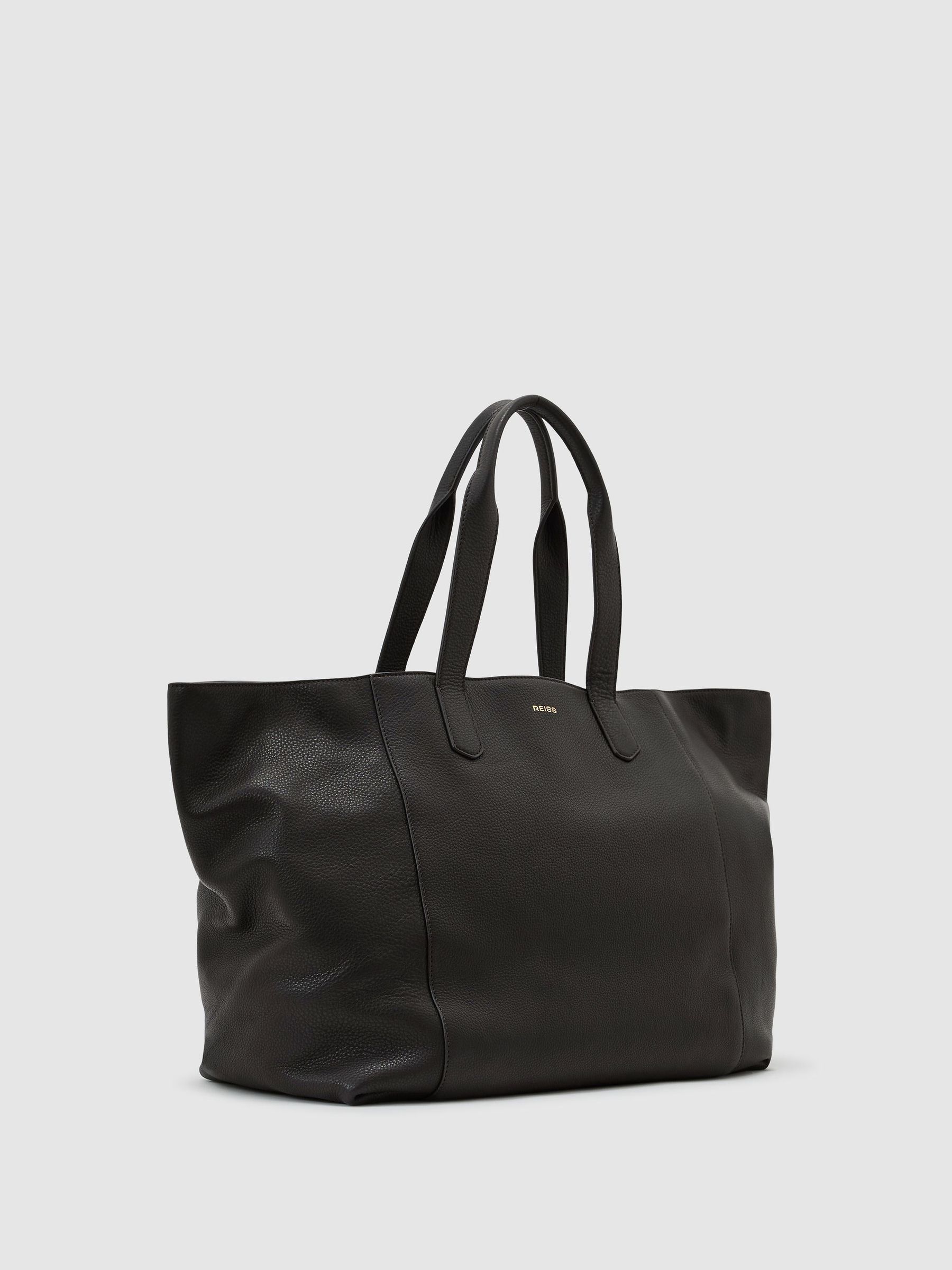 Grained Leather Large Tote Bag in Dark Brown - Bild 3 von 6