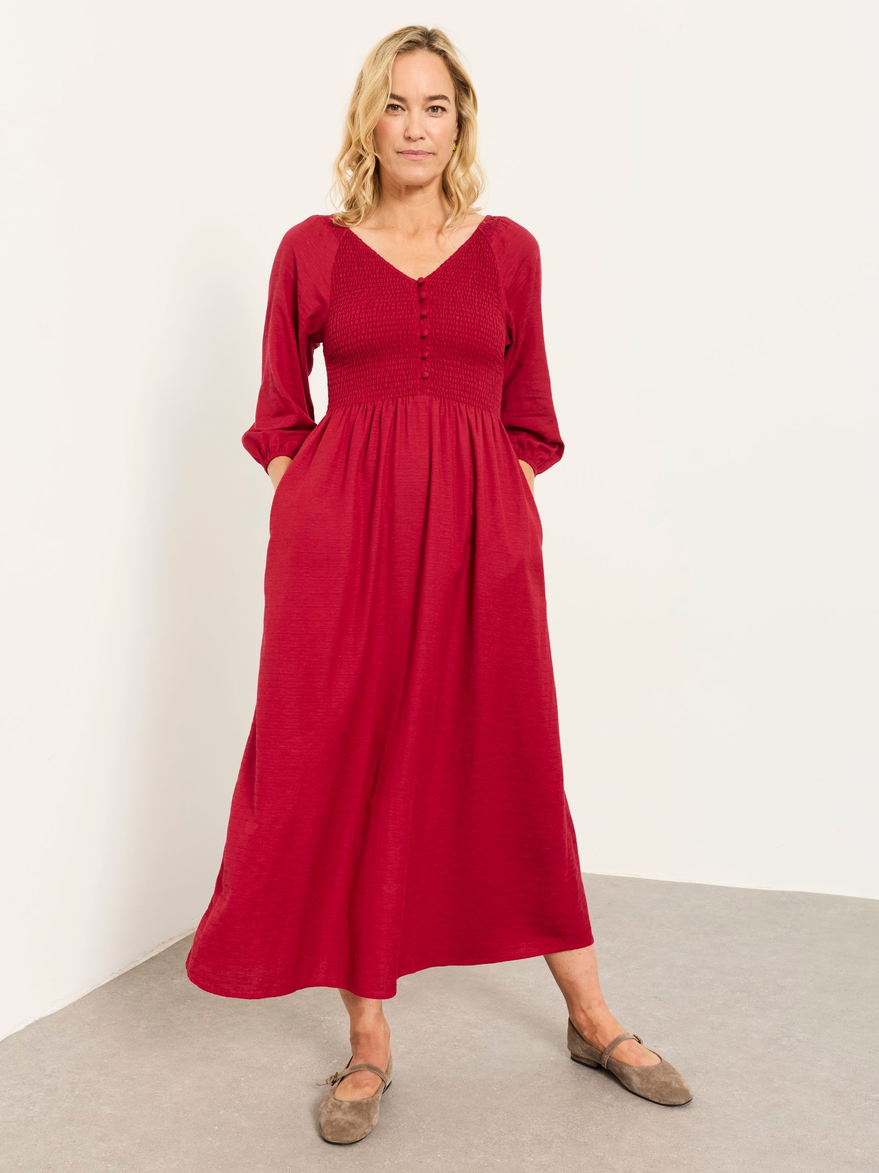 Adele Red Midi Dress - Image 1 of 5