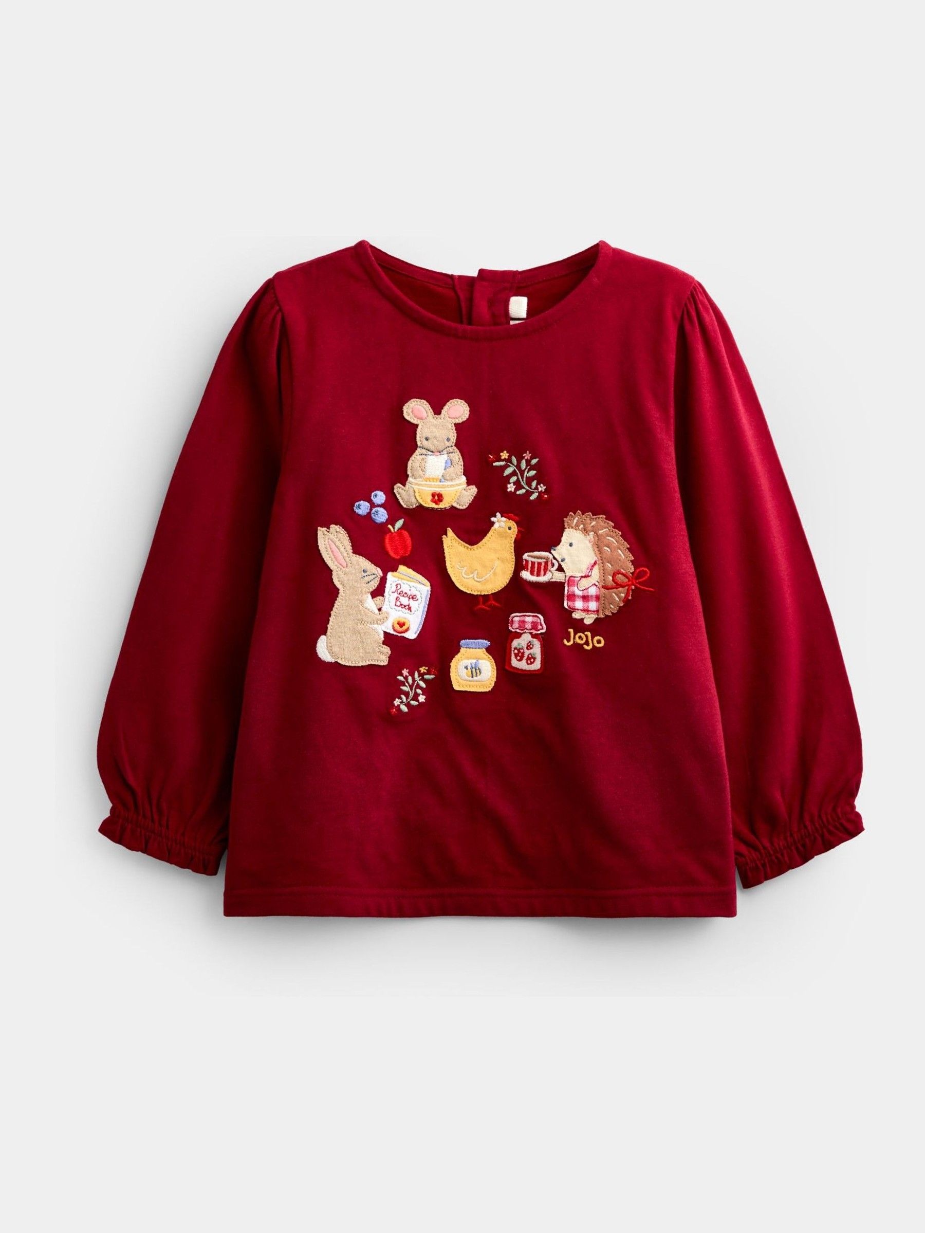 Burgundy Red Baking Friends Appliqué Top - Image 1 of 4 Burgundy Red Baking Friends Appliqué Top - Image 1 of 4