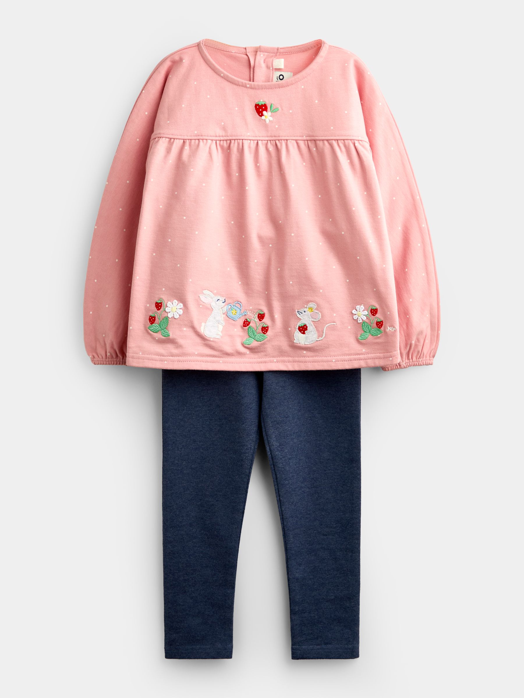 Pink Mouse & Strawberry Appliqué Tunic & Legging Set - Image 1 of 7