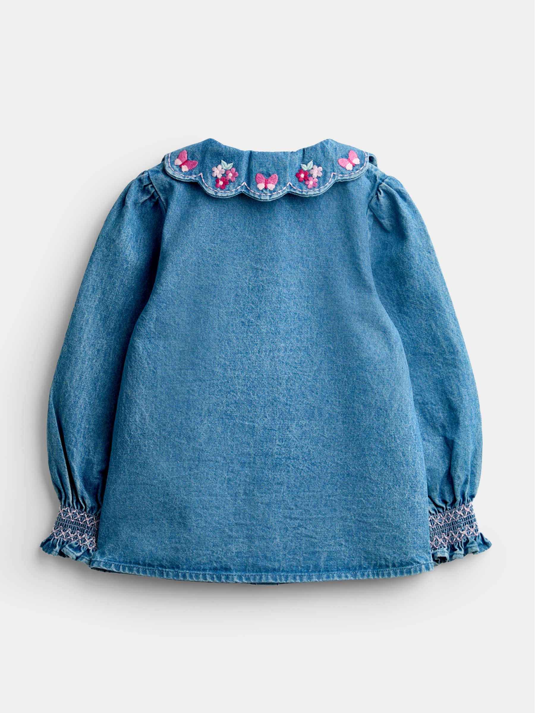 Blue Chambray Floral Embroidered Shirt - Image 2 of 4
