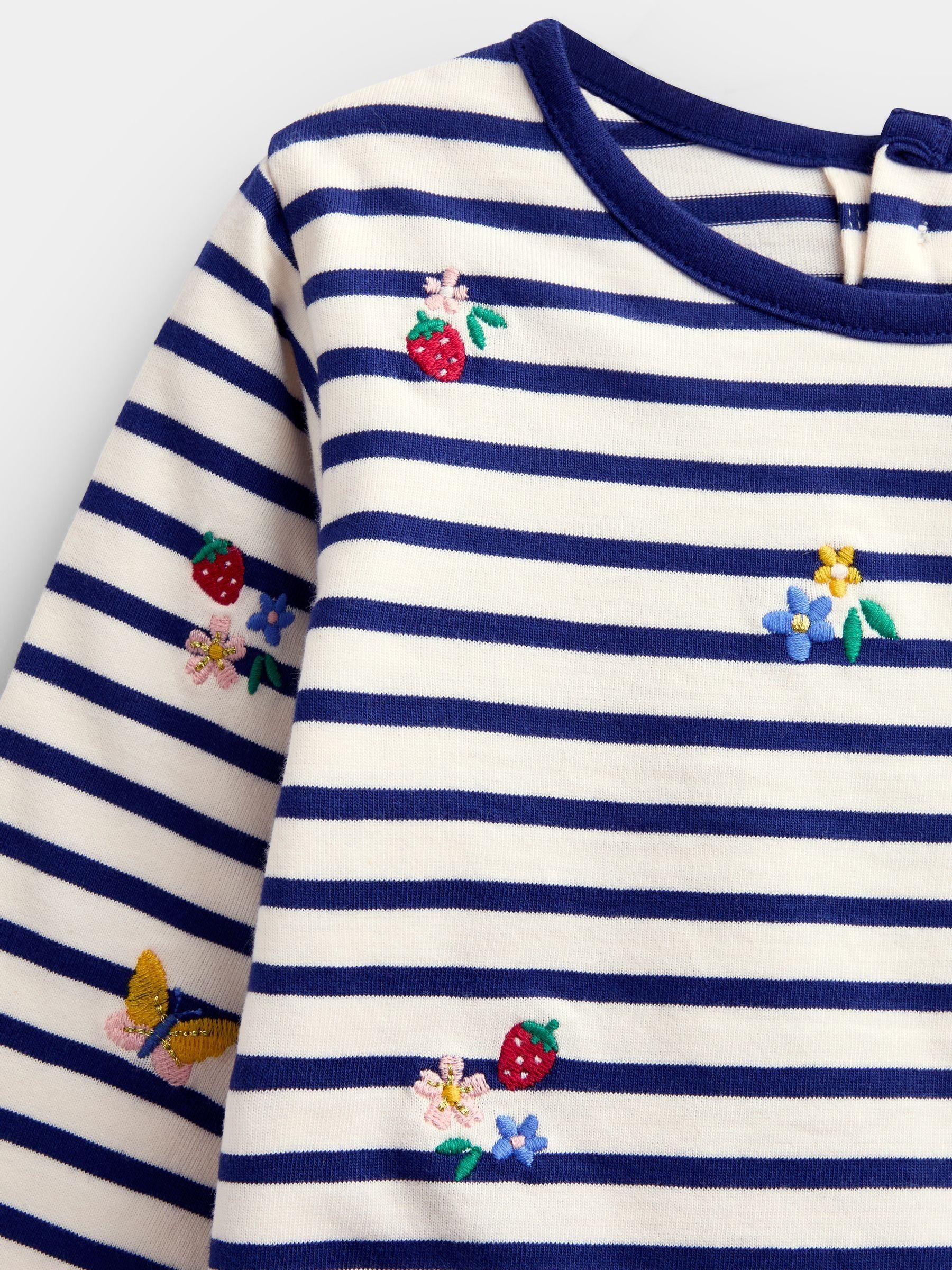Navy Blue Floral Embroidered Top - Image 4 of 5