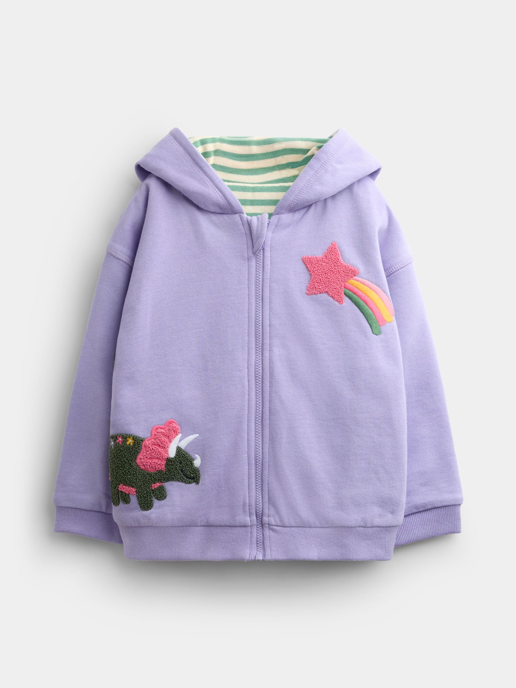 Lilac Purple Dino Appliqué Reversible Hoodie - Image 1 of 8