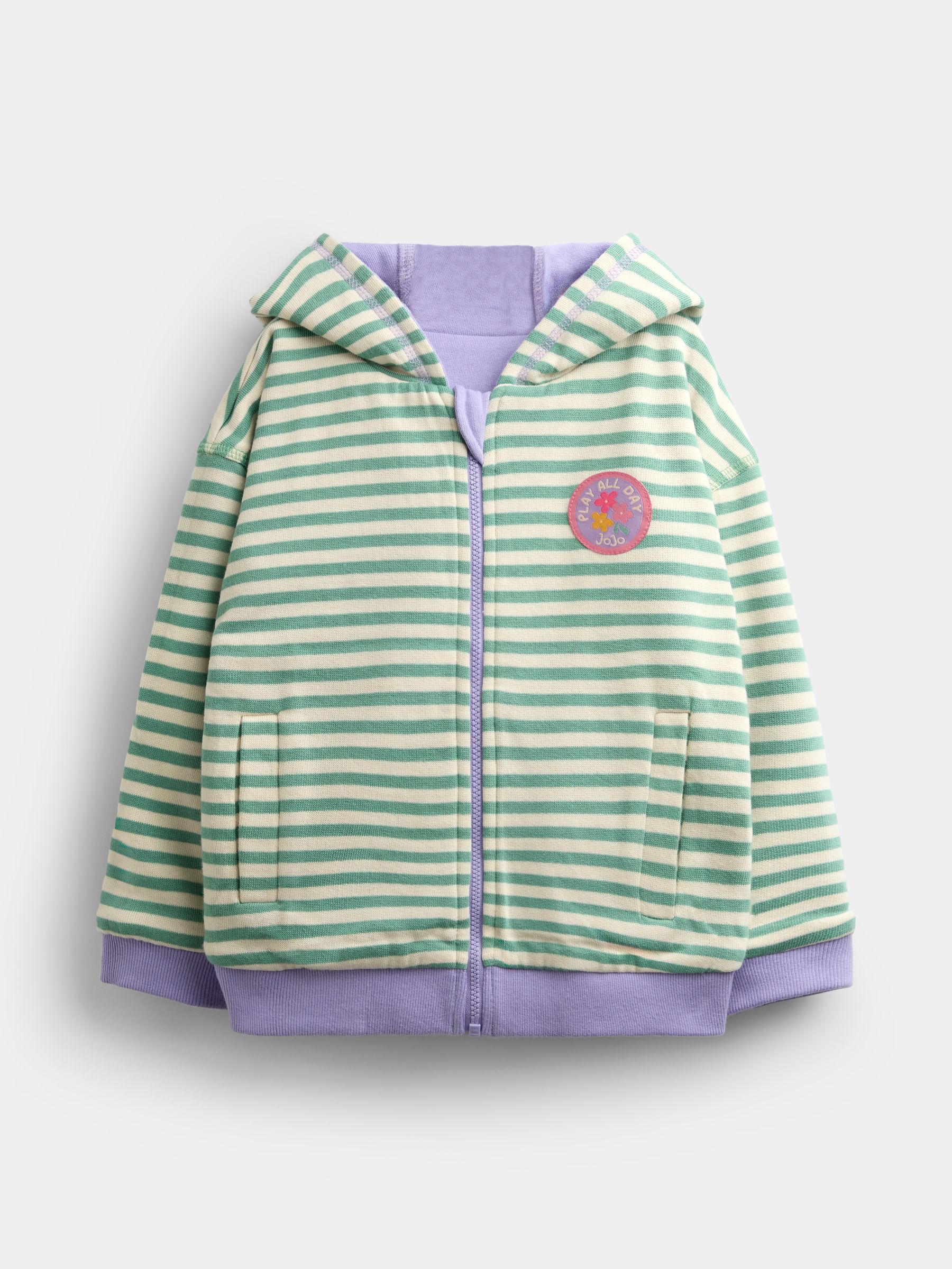 Lilac Purple Dino Appliqué Reversible Hoodie - Image 2 of 8