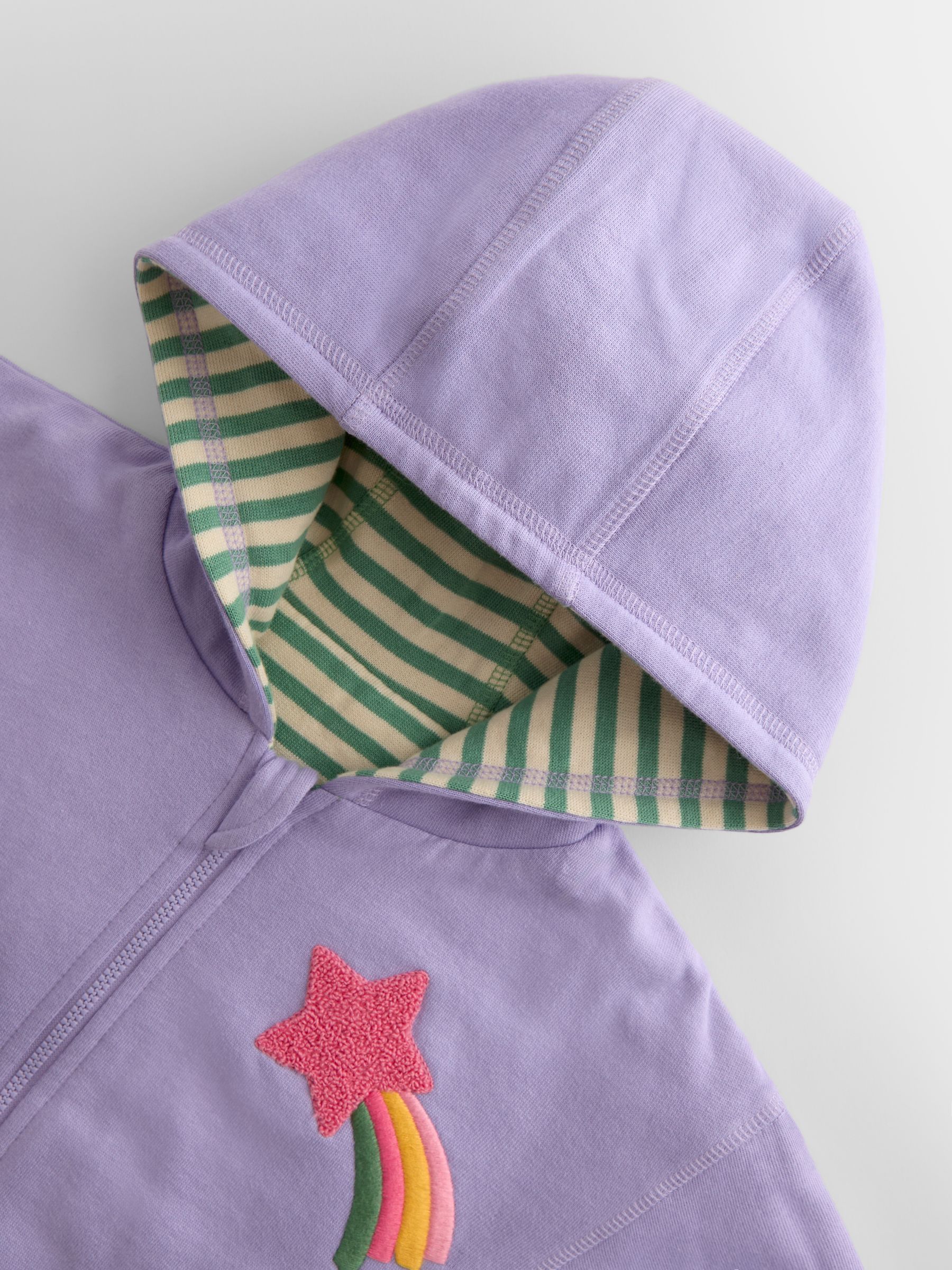 Lilac Purple Dino Appliqué Reversible Hoodie - Image 5 of 8
