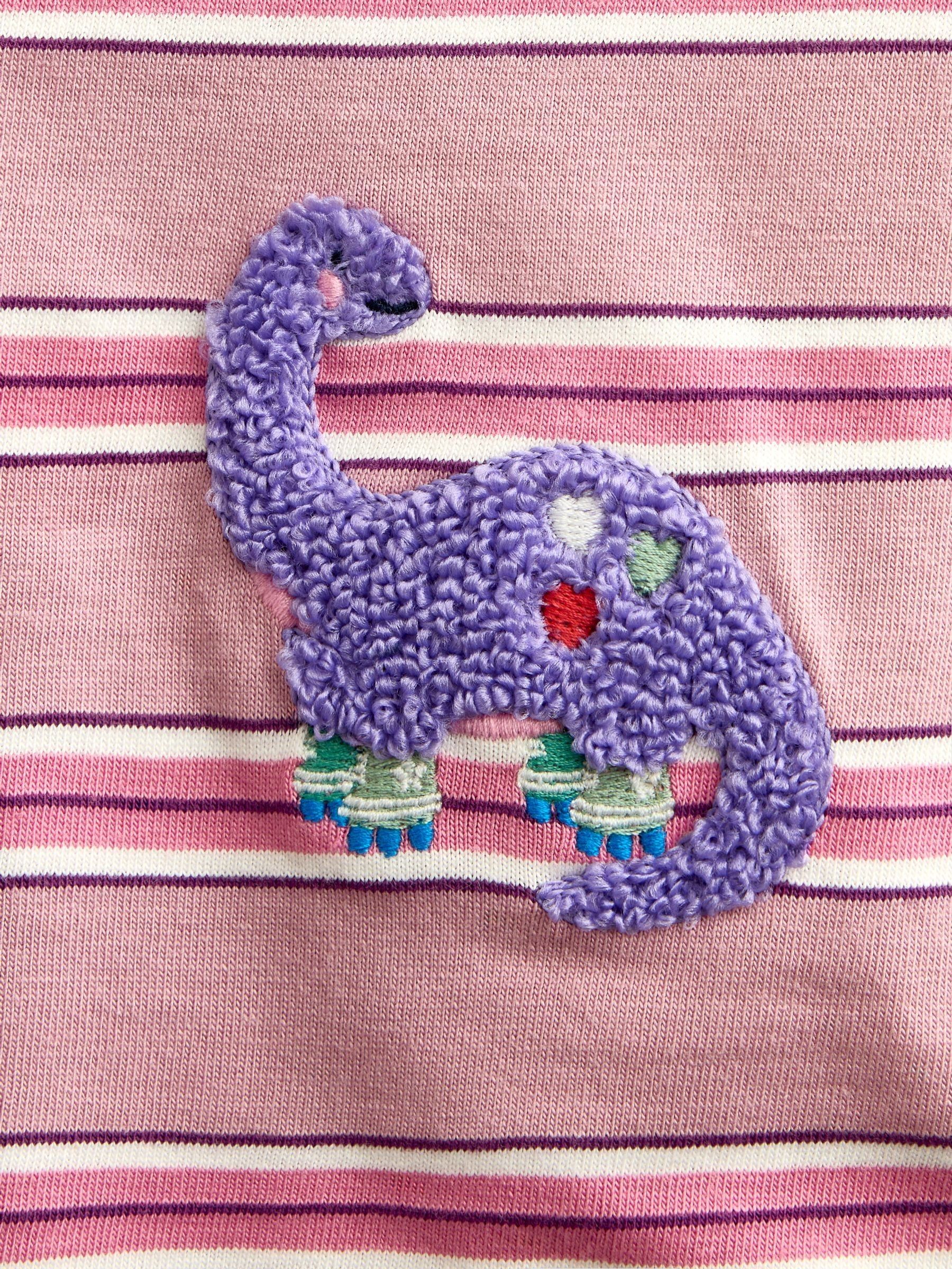 Pink Stripe Dino Appliqué Top - Image 4 of 4 Pink Stripe Dino Appliqué Top - Image 4 of 4