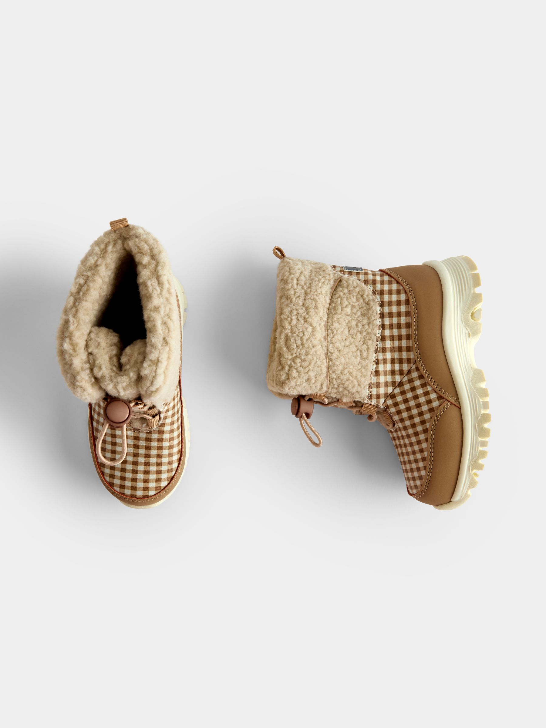 Brown Gingham Cosy Snow Boots - Image 3 of 4
