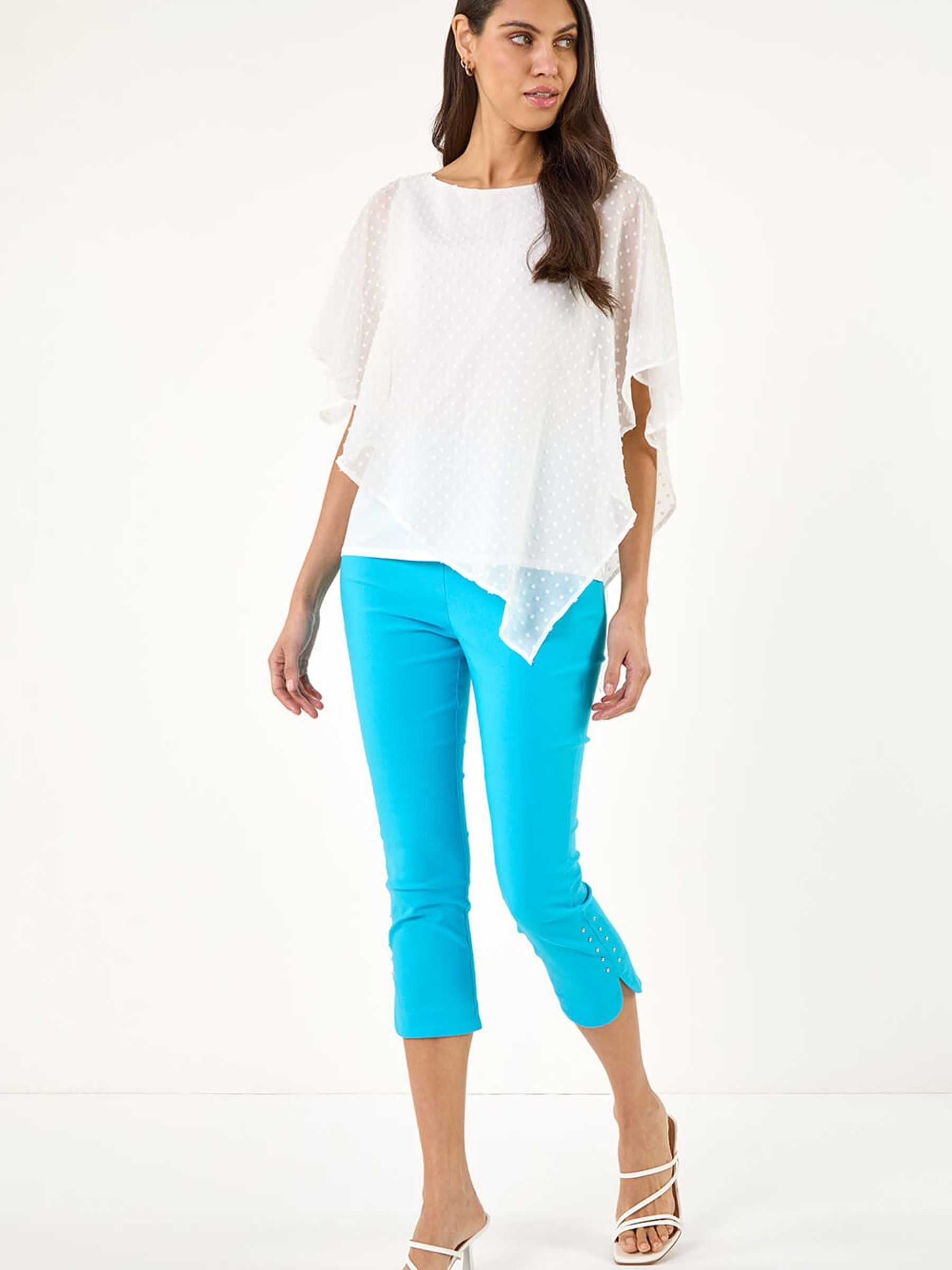 Roman Blue Stud Hem Stretch Trousers 3