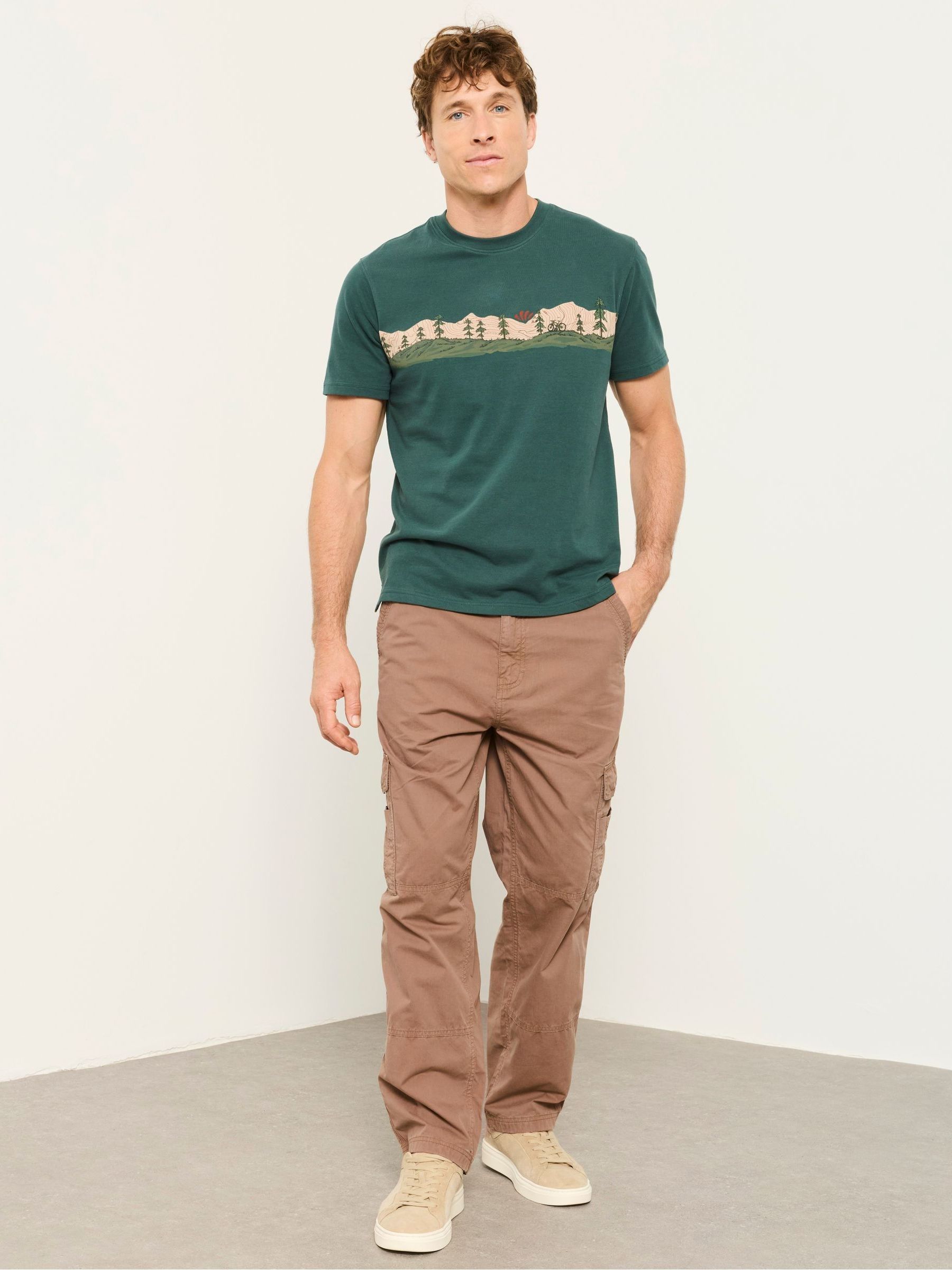 Bude Dark Natural Straight Fit Cargo Trousers - Image 4 of 5