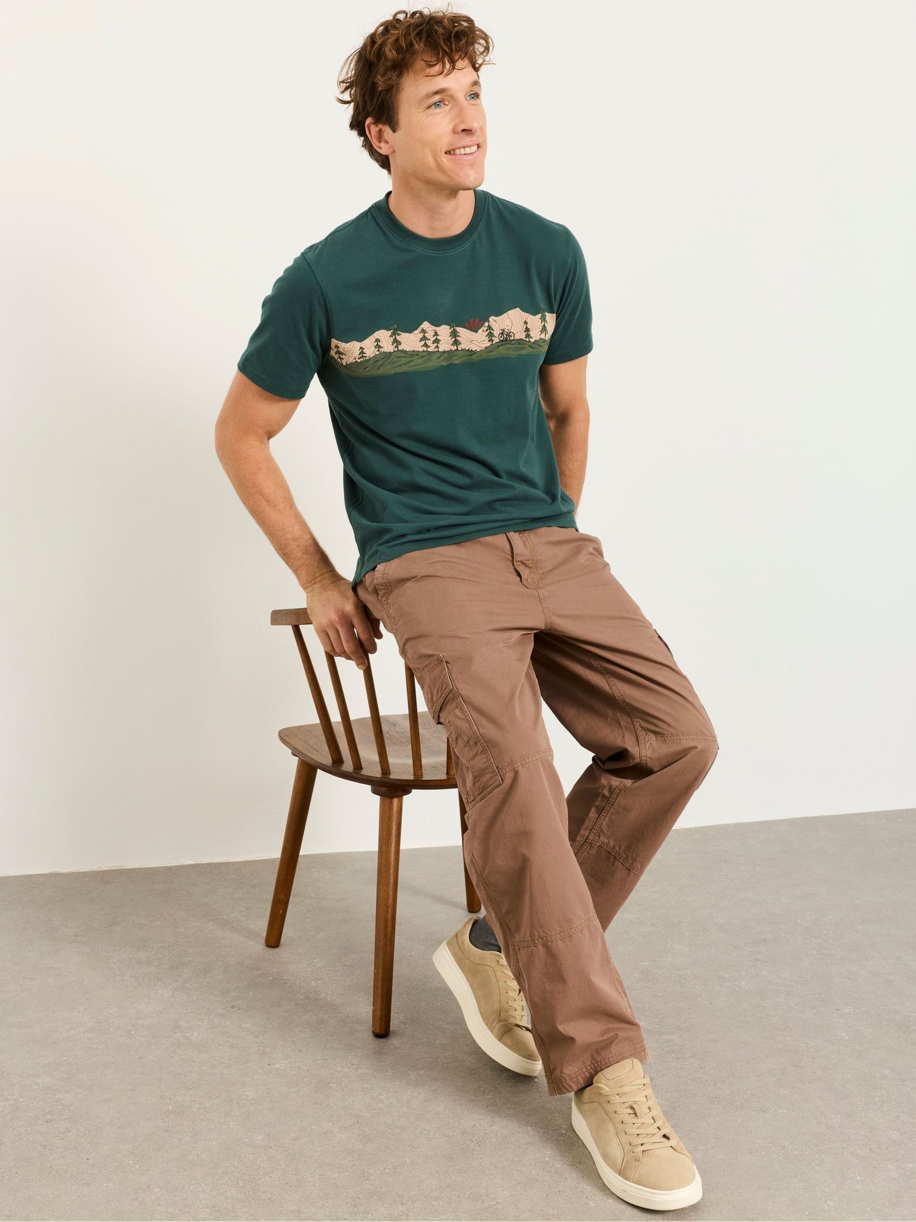 Bude Dark Natural Straight Fit Cargo Trousers - Image 5 of 5