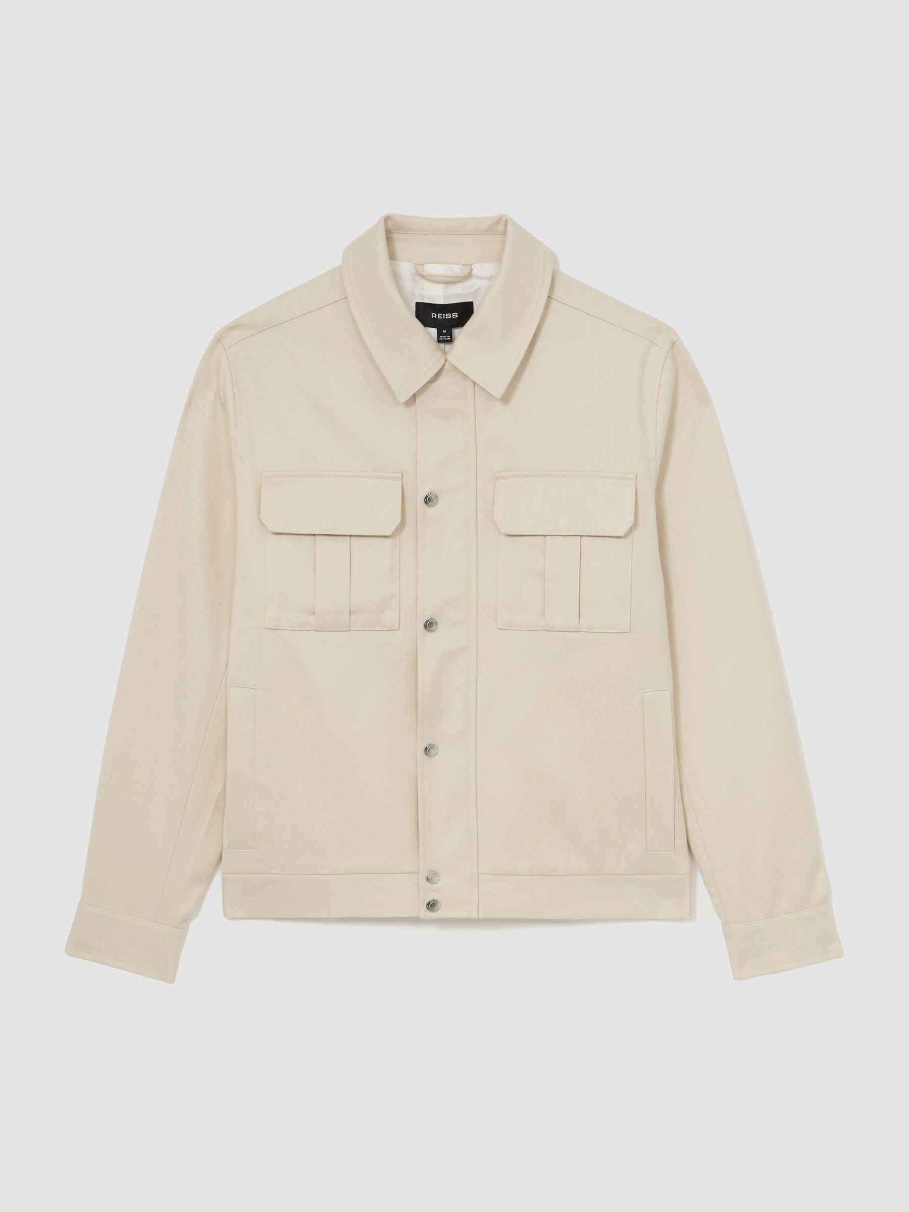 Lyocell-Cotton Twill Bomber Jacket in Stone - Image 2 of 8