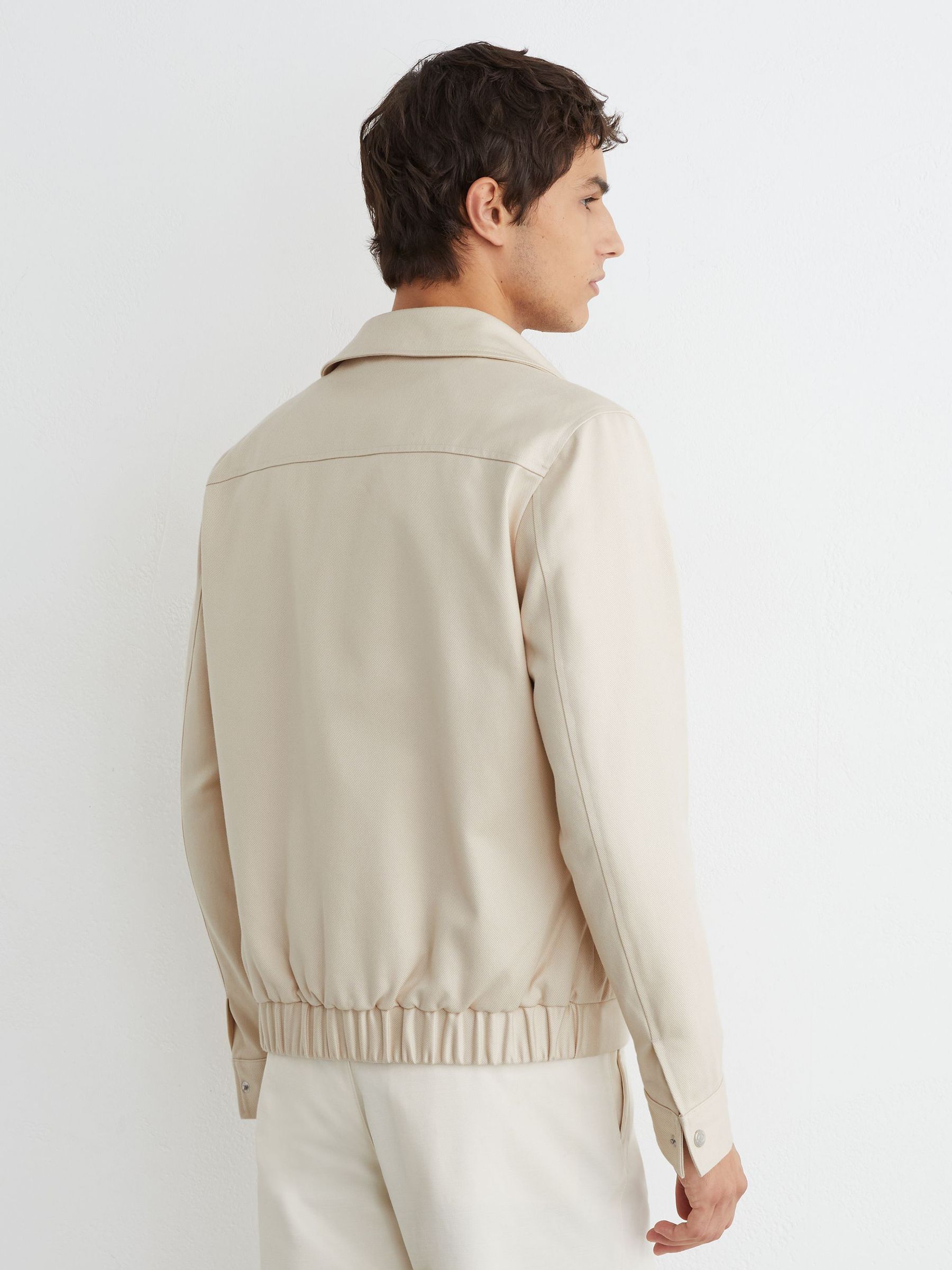 Lyocell-Cotton Twill Bomber Jacket in Stone - Image 5 of 8