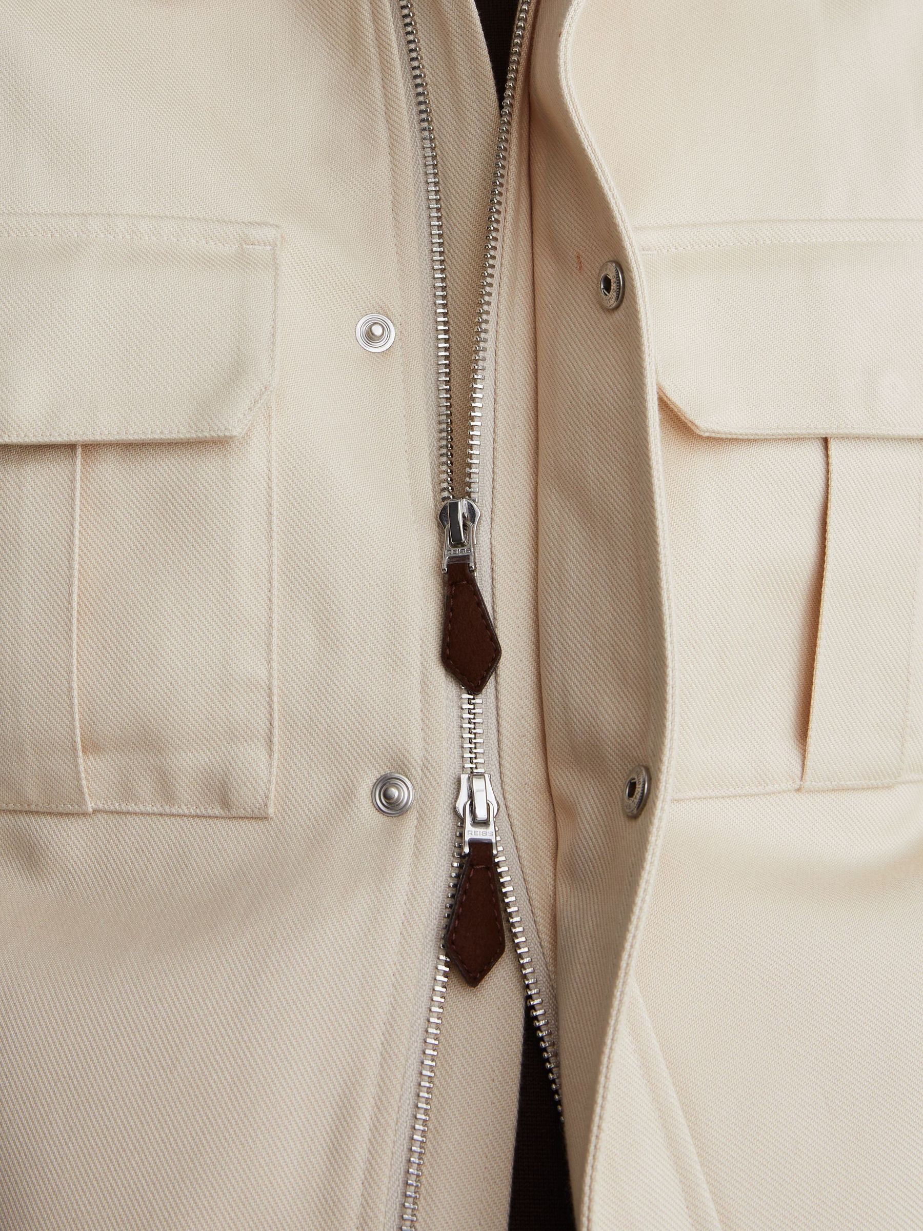 Lyocell-Cotton Twill Bomber Jacket in Stone - Image 6 of 8