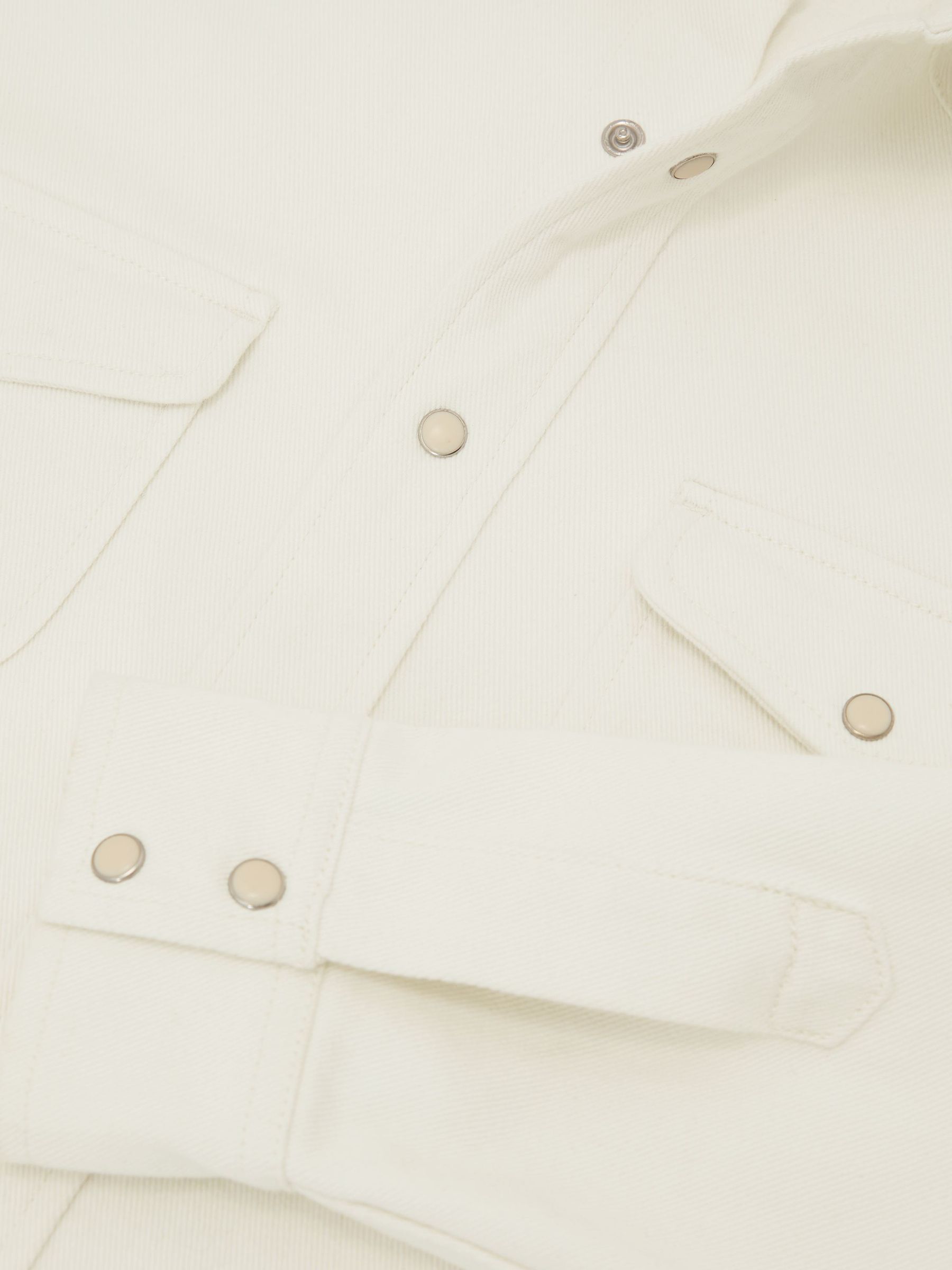 Western Press-Stud Denim Overshirt in White - Image 7 of 7