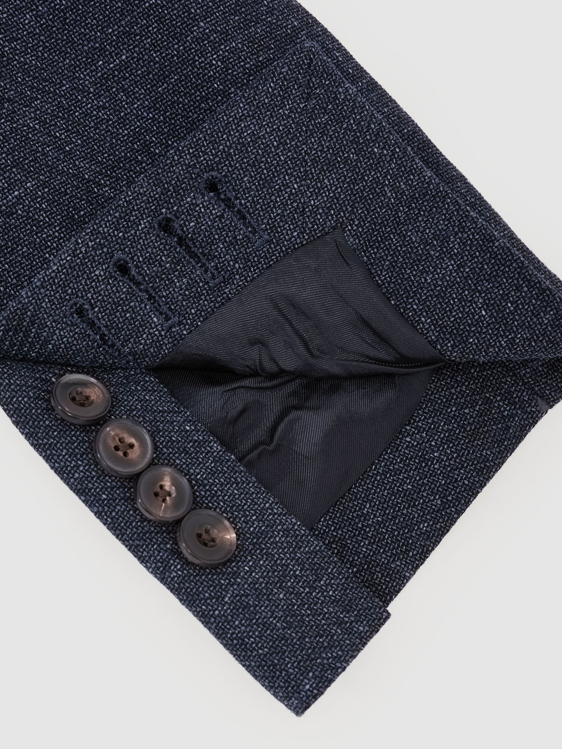 Cotton Hopsack Single-Breasted Blazer Tailored-Fit in Denim Blue - Image 10 of 11