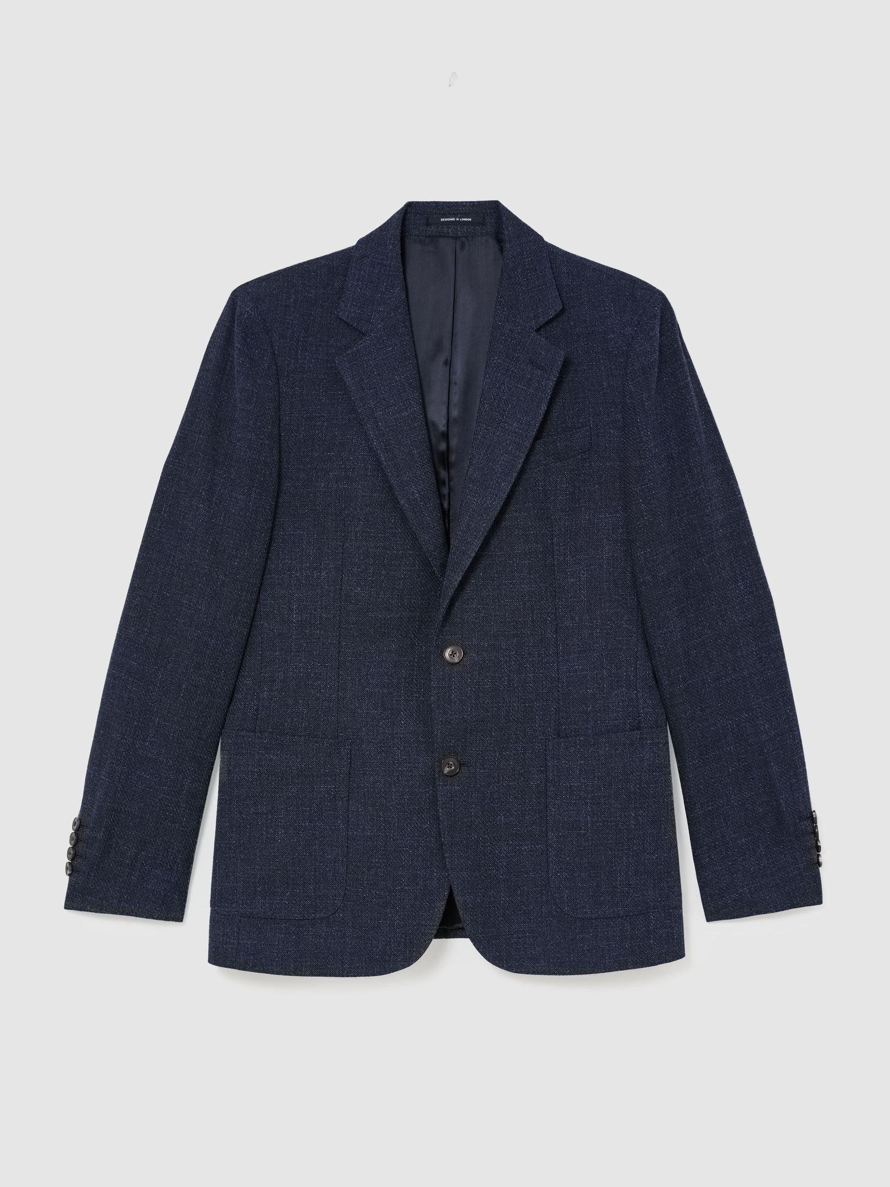 Cotton Hopsack Single-Breasted Blazer Tailored-Fit in Denim Blue - Image 2 of 11