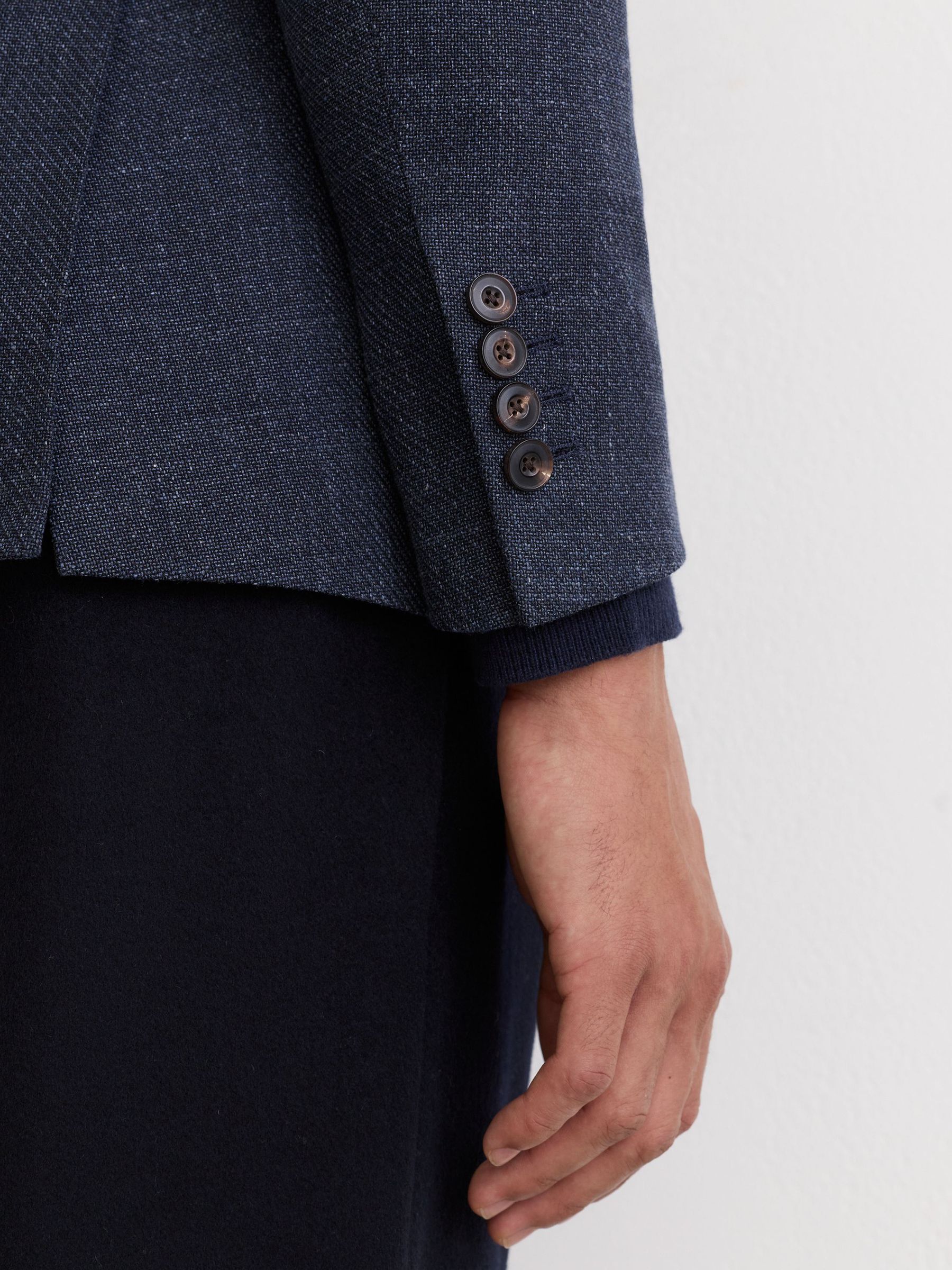 Cotton Hopsack Single-Breasted Blazer Tailored-Fit in Denim Blue - Image 6 of 11