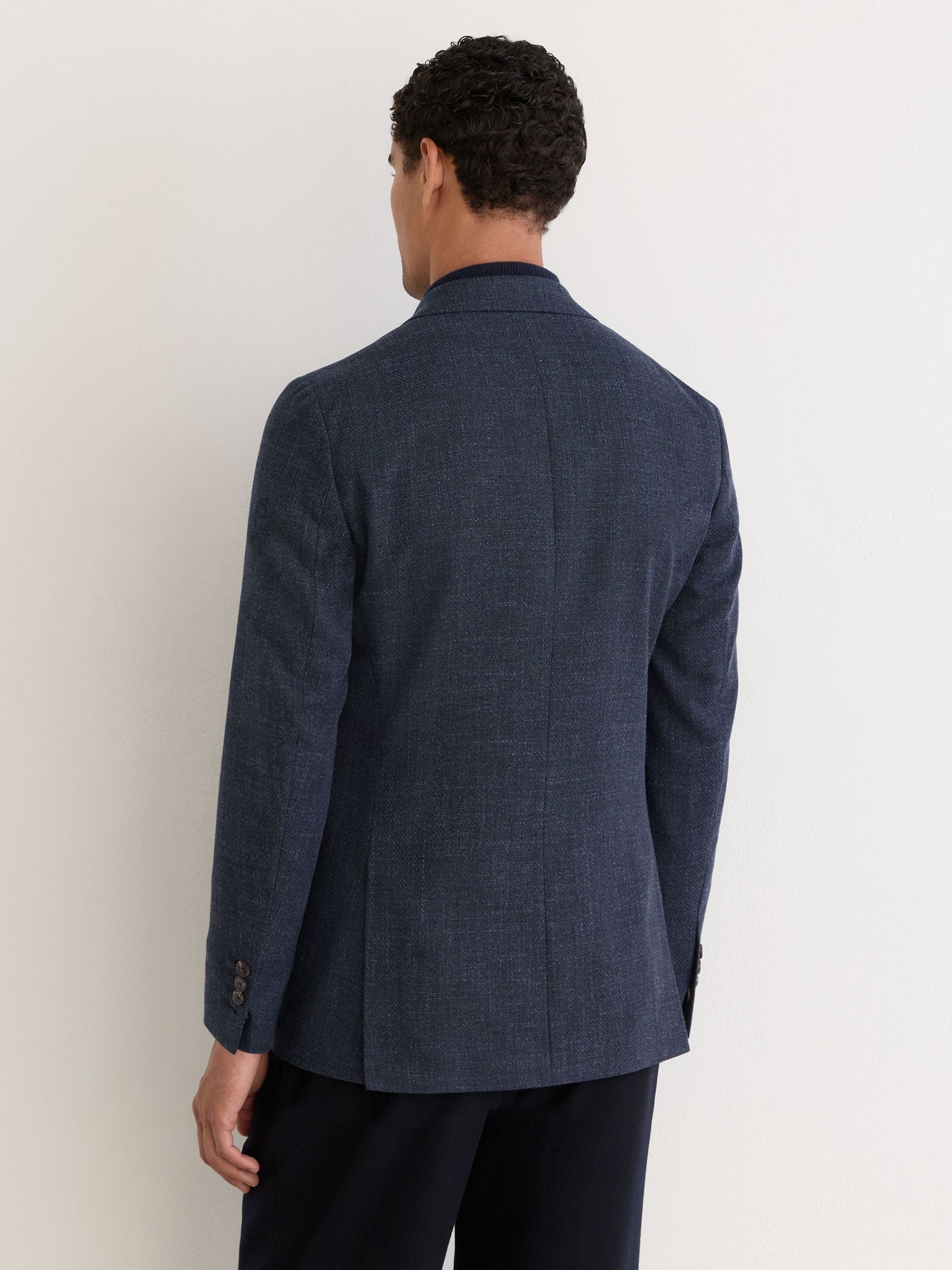 Cotton Hopsack Single-Breasted Blazer Tailored-Fit in Denim Blue - Image 7 of 11