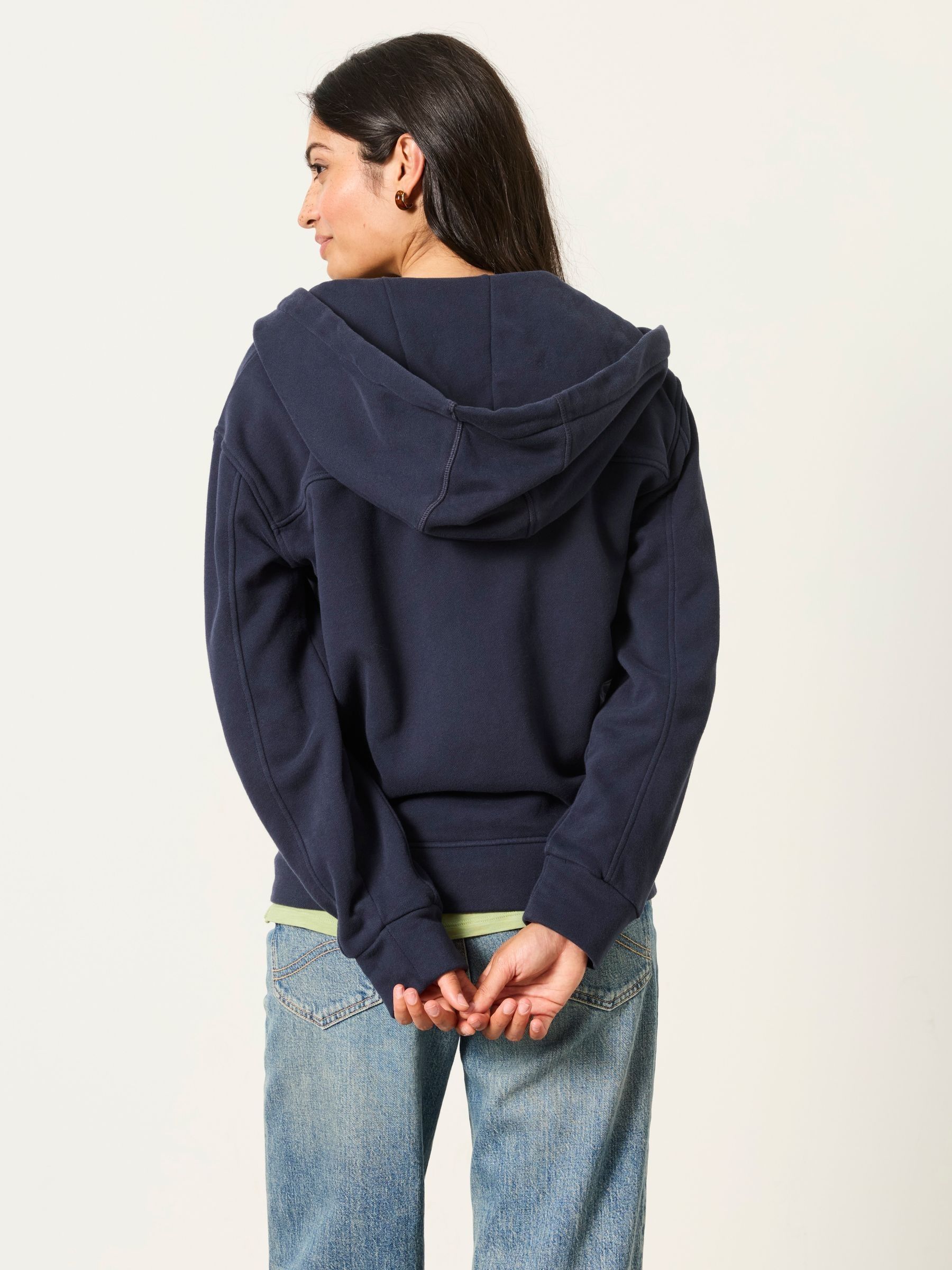 Fern Navy Zip Through Hoodie - Image 2 of 7