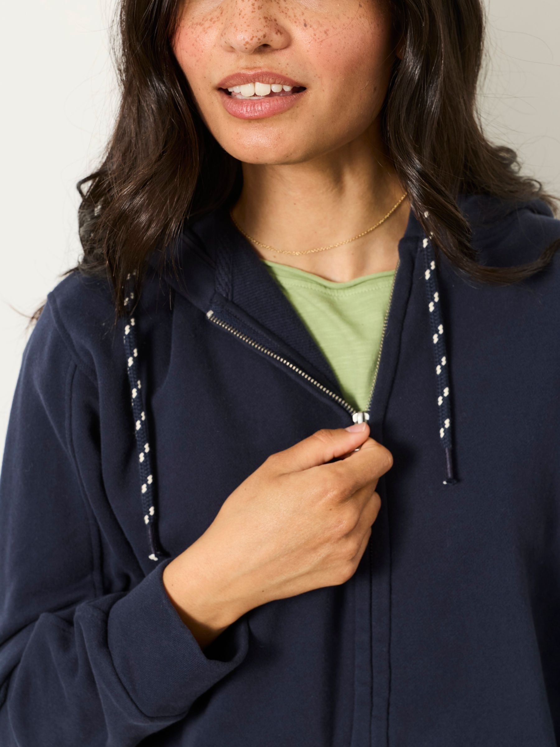 Fern Navy Zip Through Hoodie - Image 3 of 7