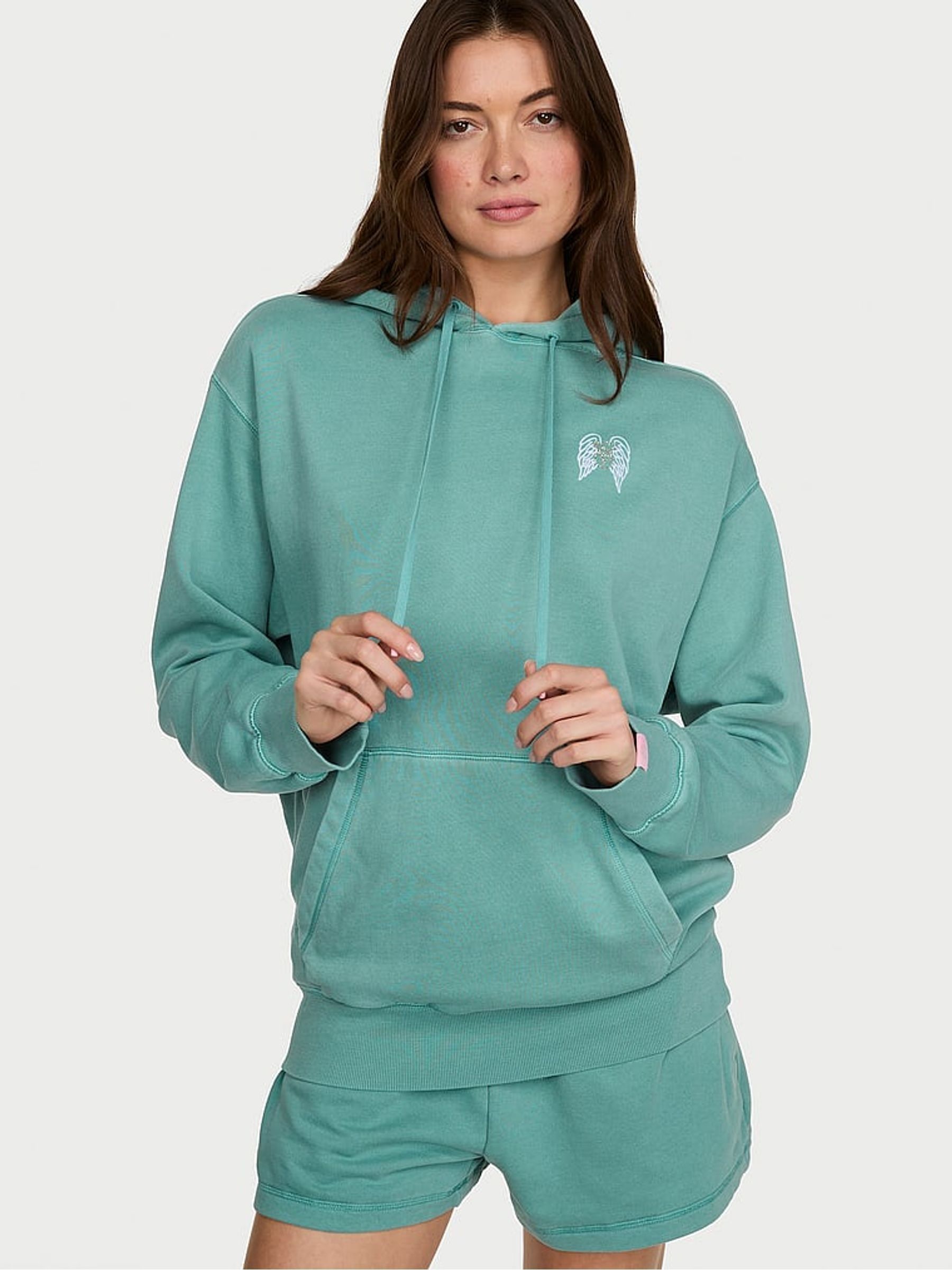 Dusty Turquoise Blue Fleece Hoodie - Image 1 of 2 Dusty Turquoise Blue Fleece Hoodie - Image 1 of 2