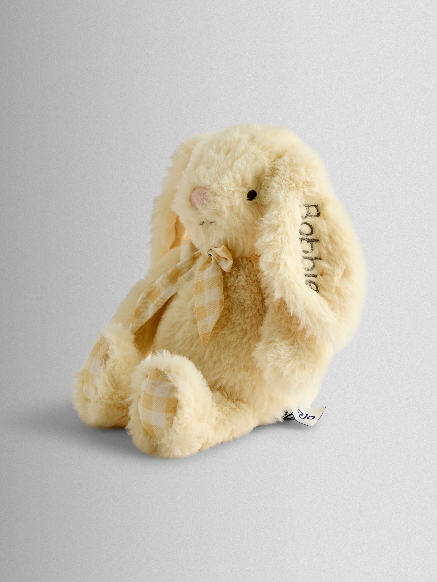 Personalised Gingham Bobbie Bunny Soft Toy Plushie Small - Image 2 of 4