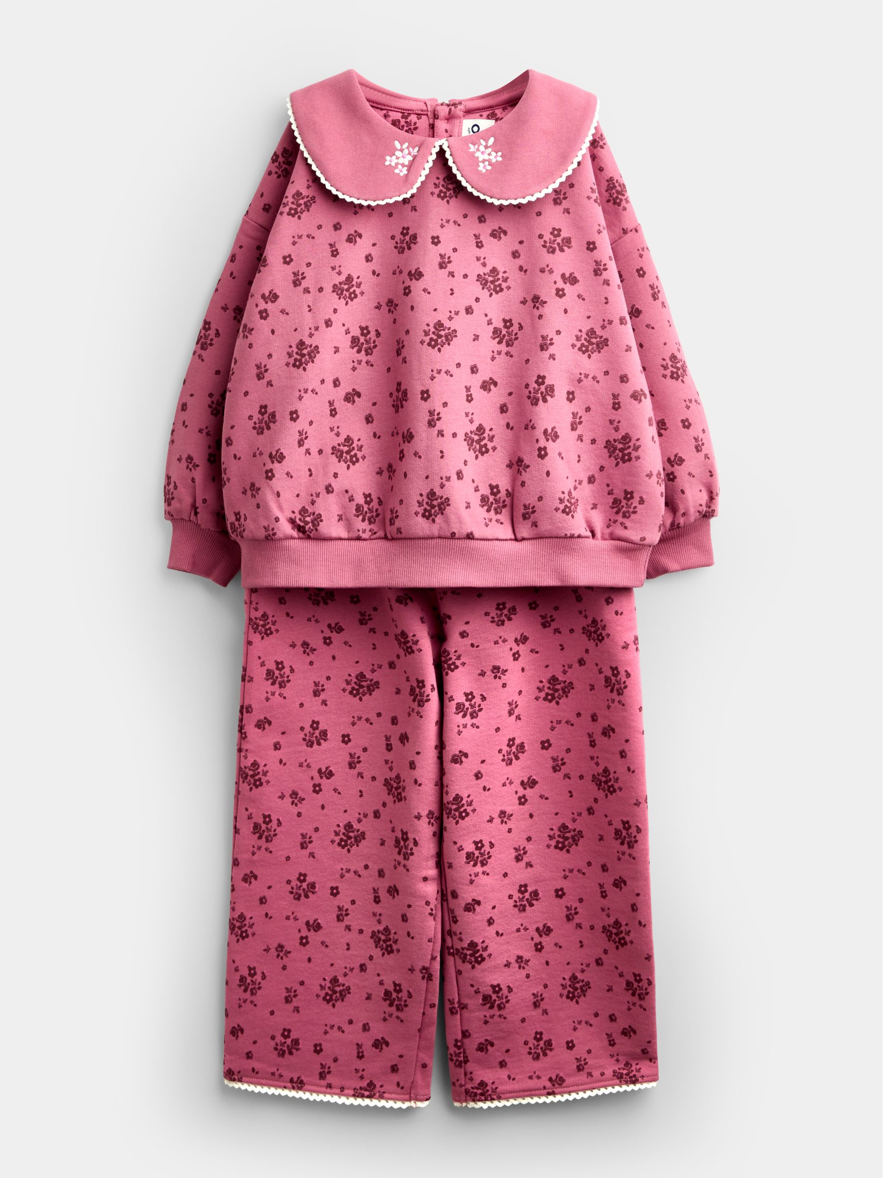 Plum Purple Ditsy Floral Sweatshirt & Wide Leg Jogger Set - Image 1 of 6