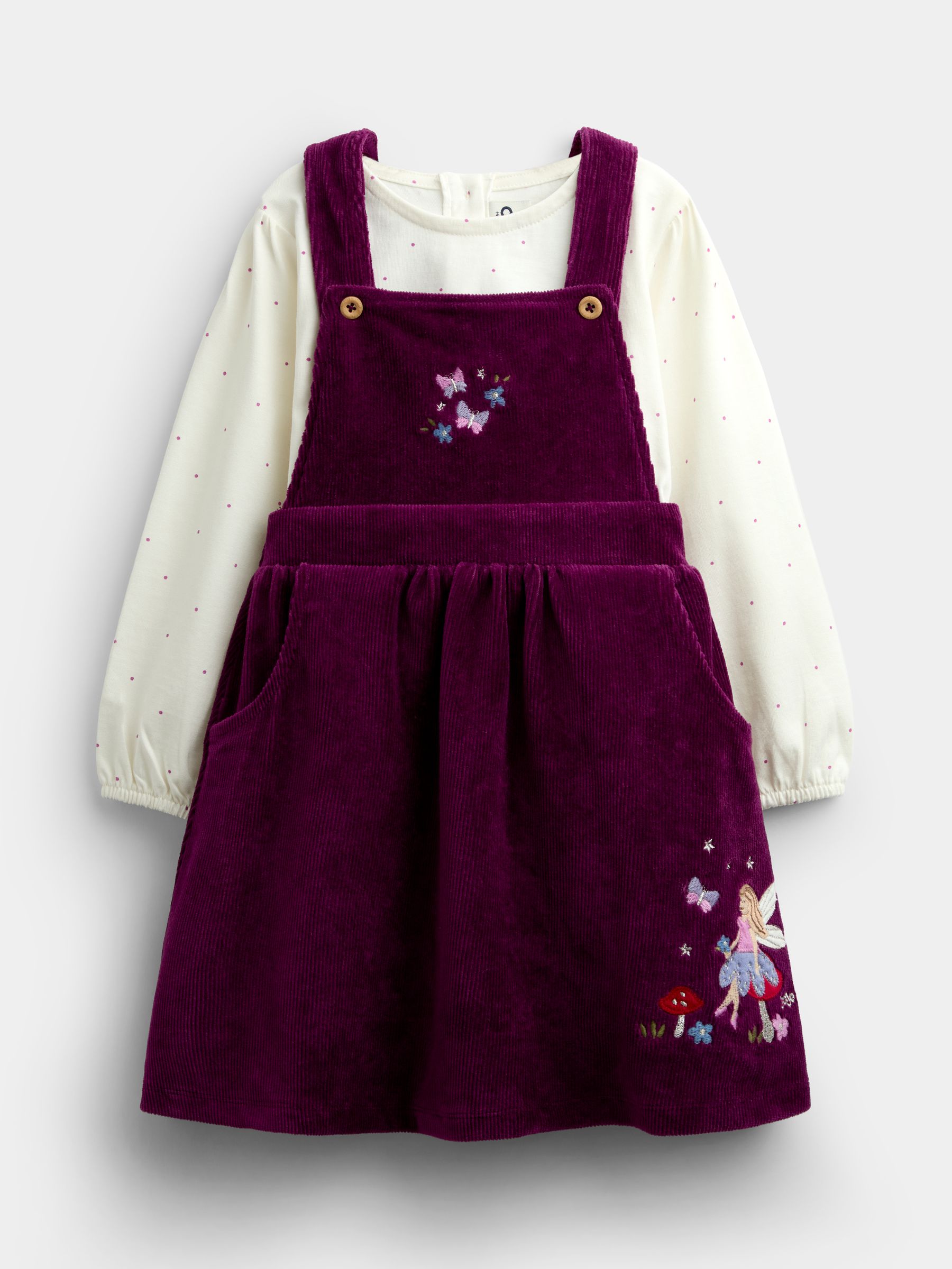 Purple Fairy Embroidered Velour Pinny Set - Image 1 of 7