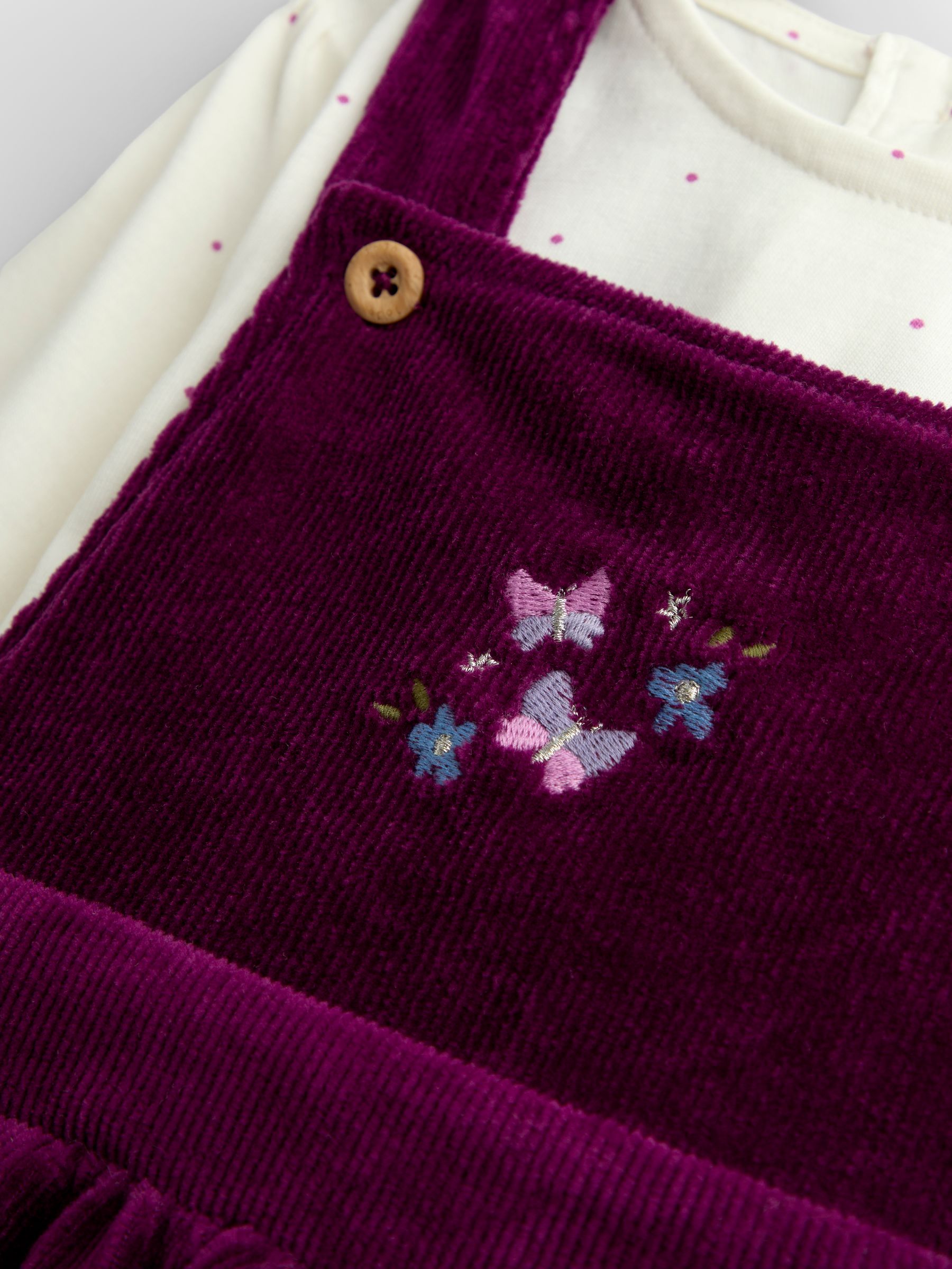 Purple Fairy Embroidered Velour Pinny Set - Image 6 of 7