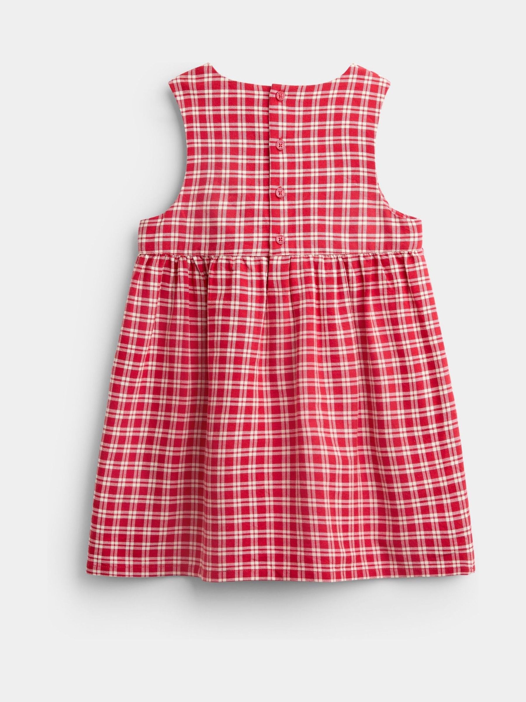 Bright Red Check Embroidered Pinafore Dress & Blouse Set - Image 5 of 7