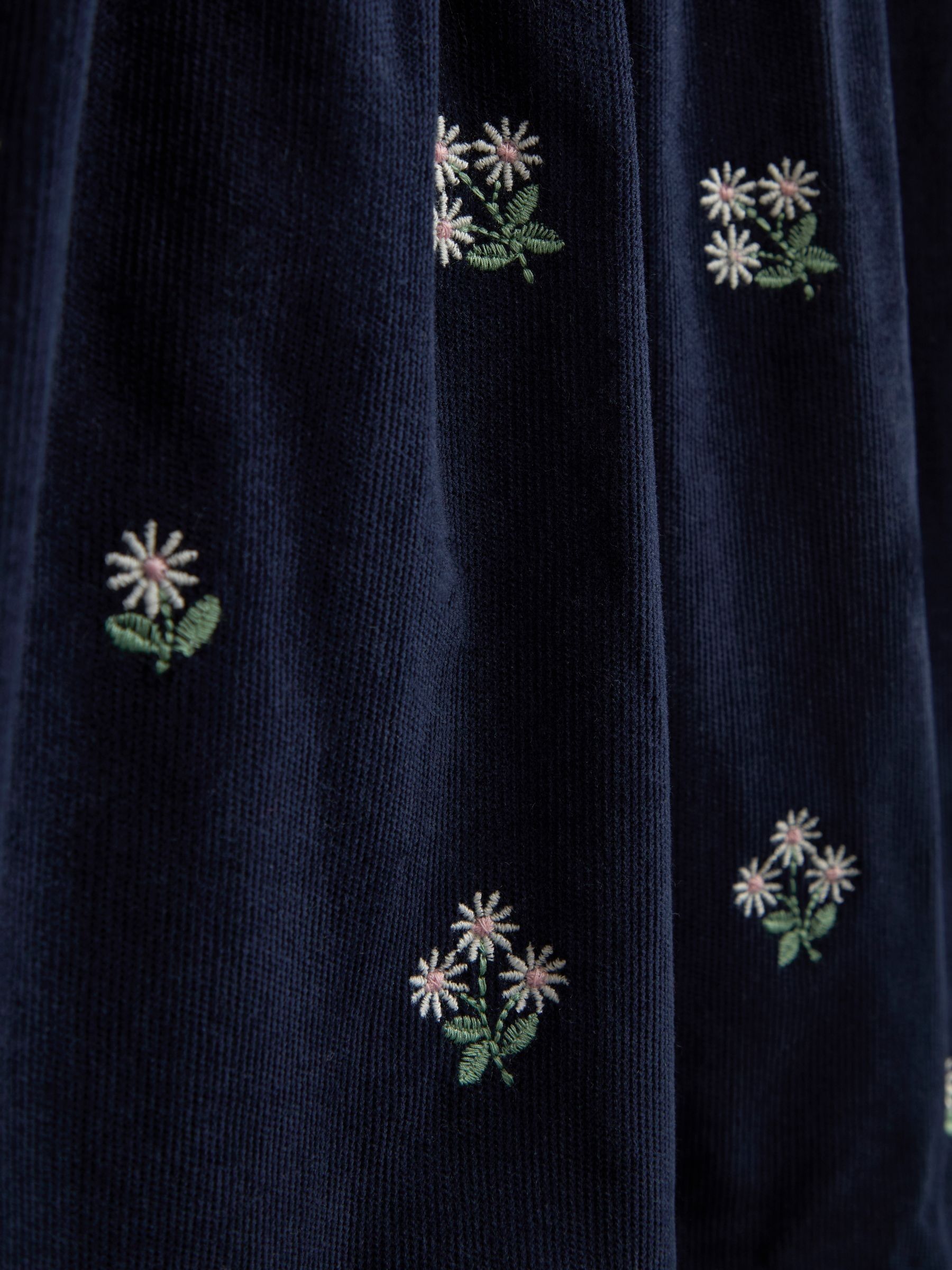 Navy Blue Floral Embroidered Cord Pinafore Dress & Blouse Set - Image 7 of 7 Navy Blue Floral Embroidered Cord Pinafore Dress & Blouse Set - Image 7 of 7