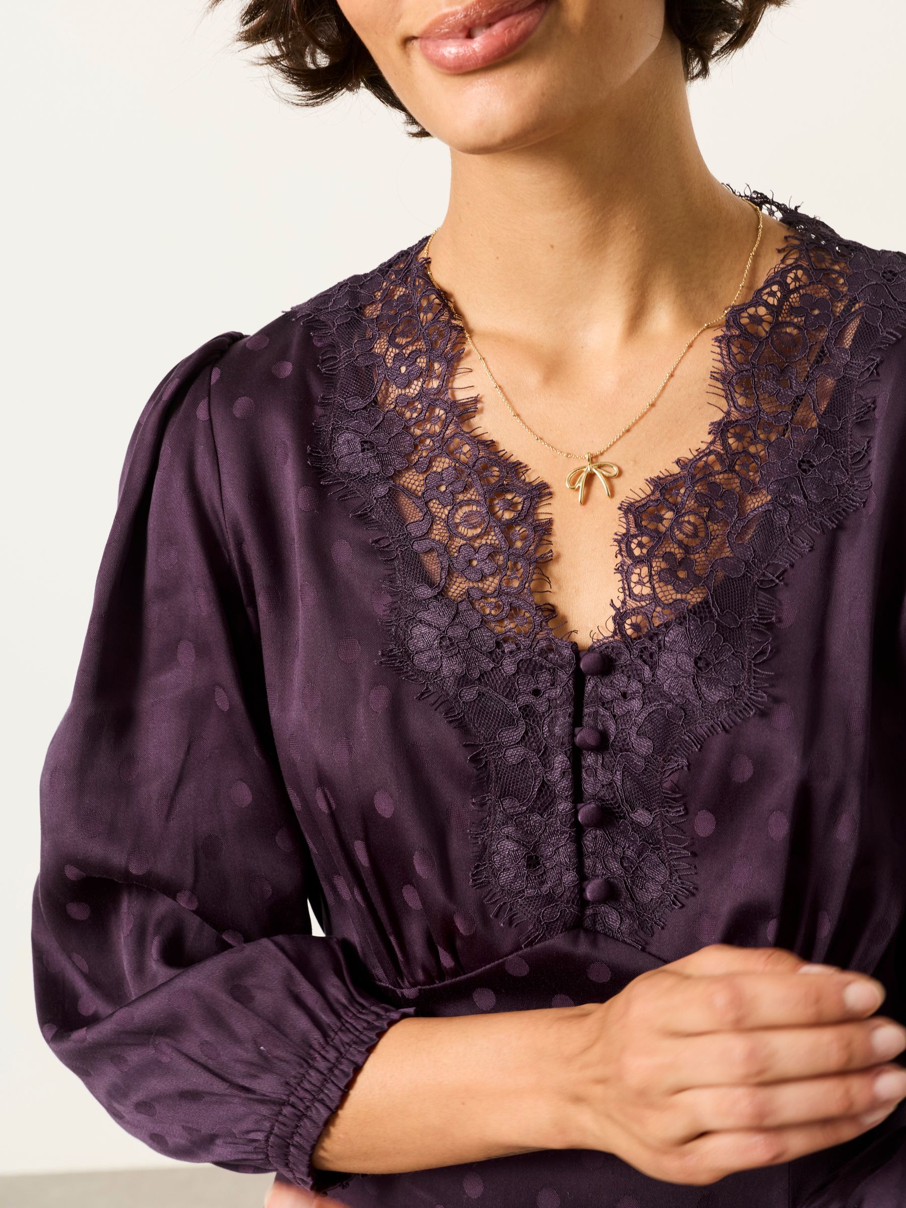 Libby Purple Polka Petite Dress - Image 4 of 6