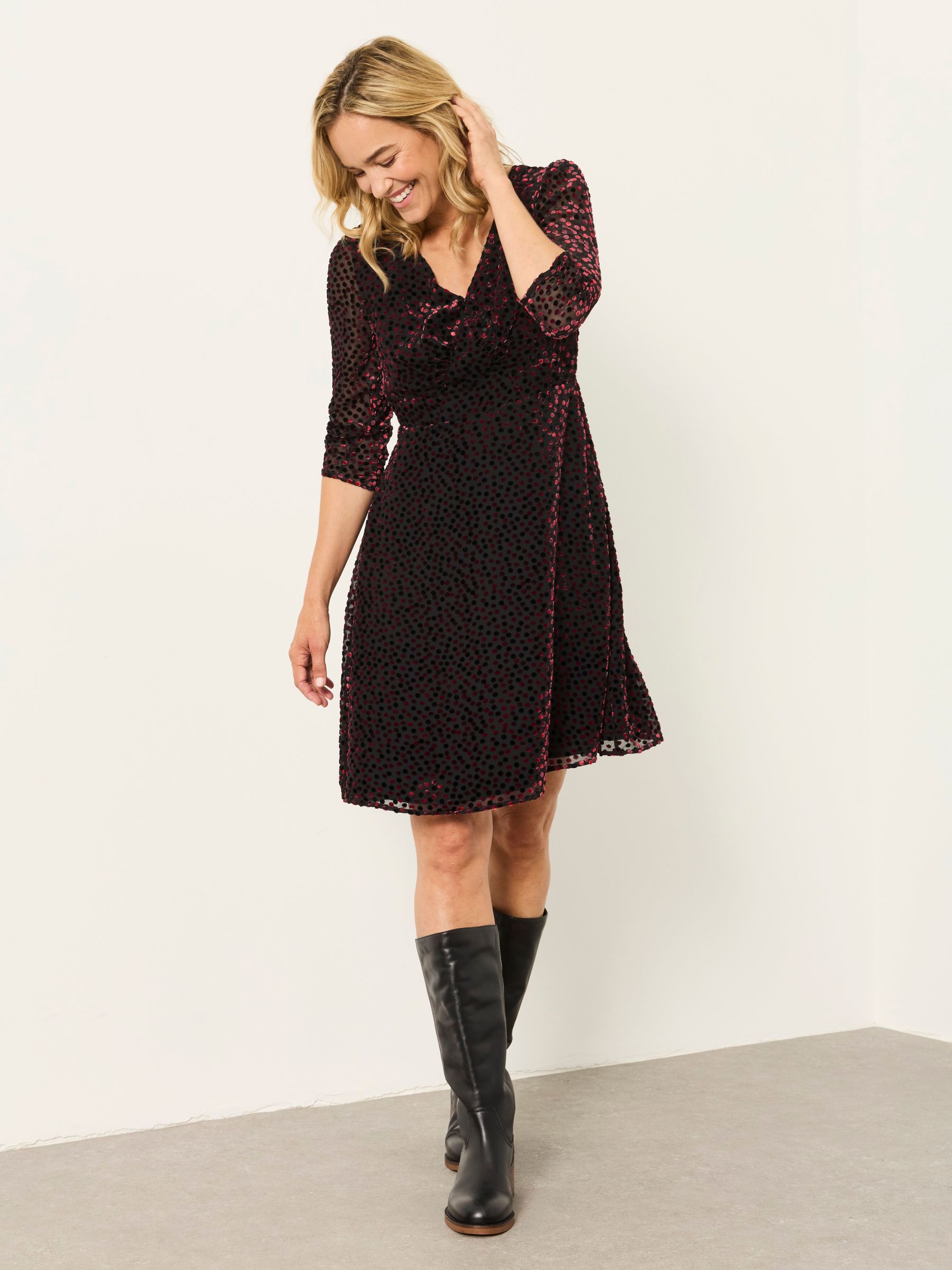 Anya Black Petite Spot Dress - Image 1 of 6