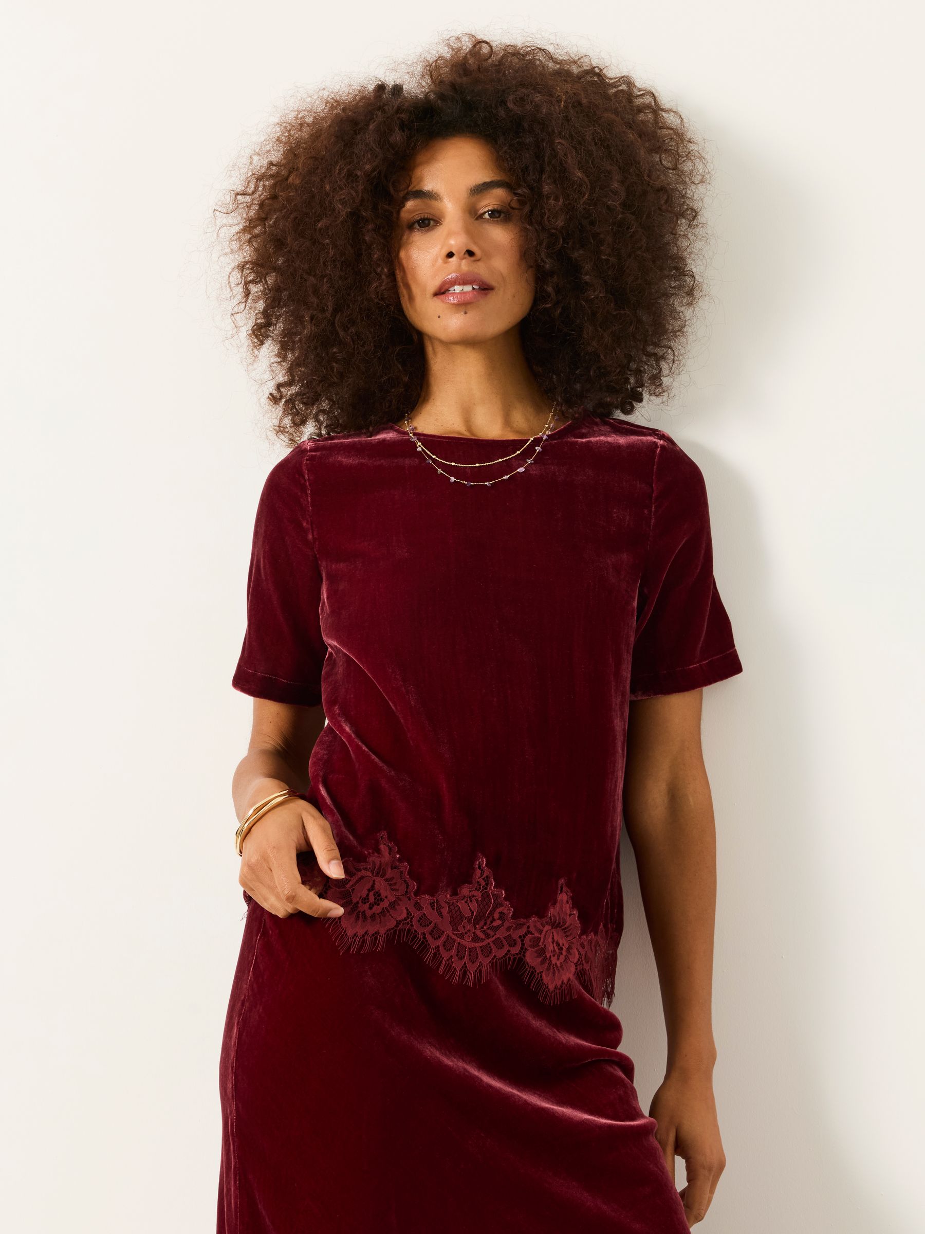 Maddie Rose Pink Petite Velvet Blouse - Image 1 of 7