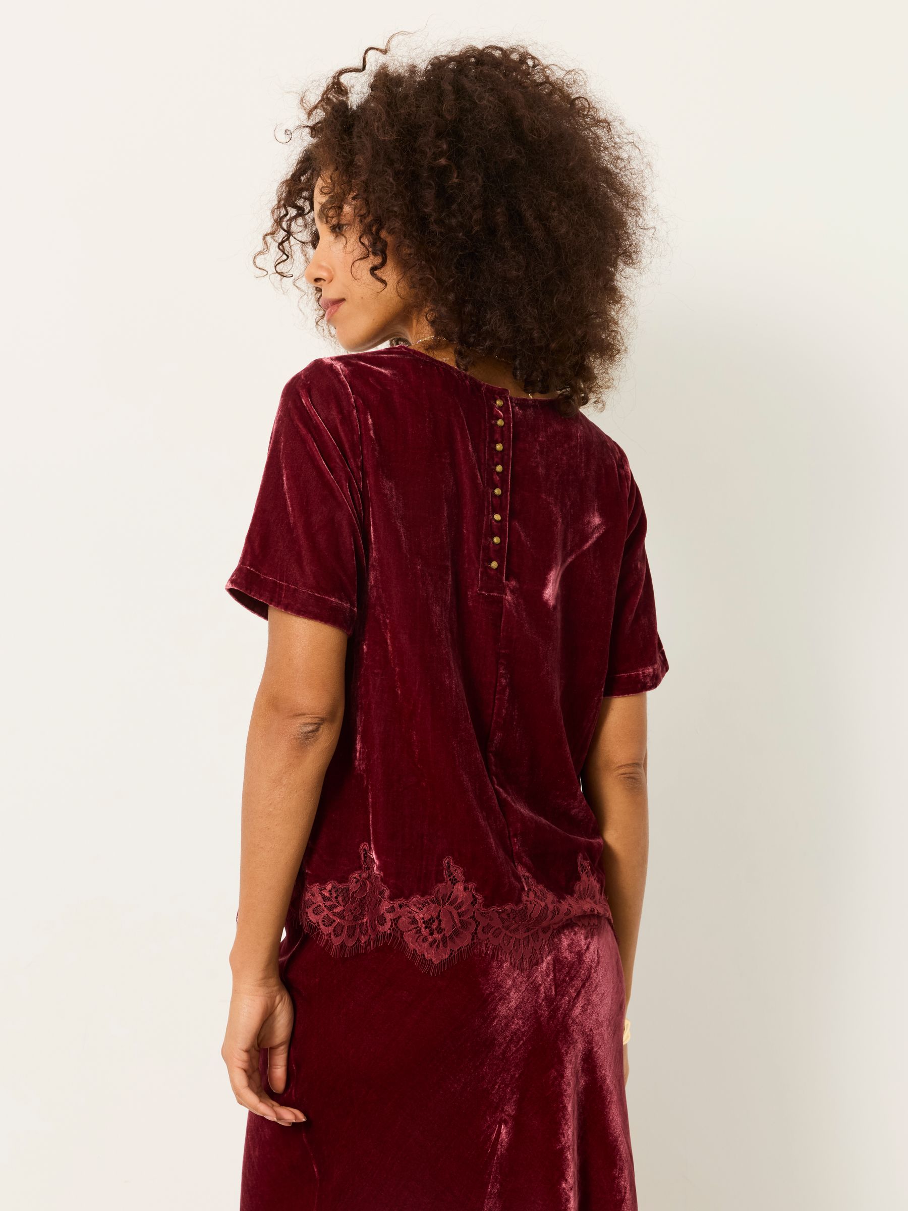 Maddie Rose Pink Petite Velvet Blouse - Image 2 of 7 Maddie Rose Pink Petite Velvet Blouse - Image 2 of 7