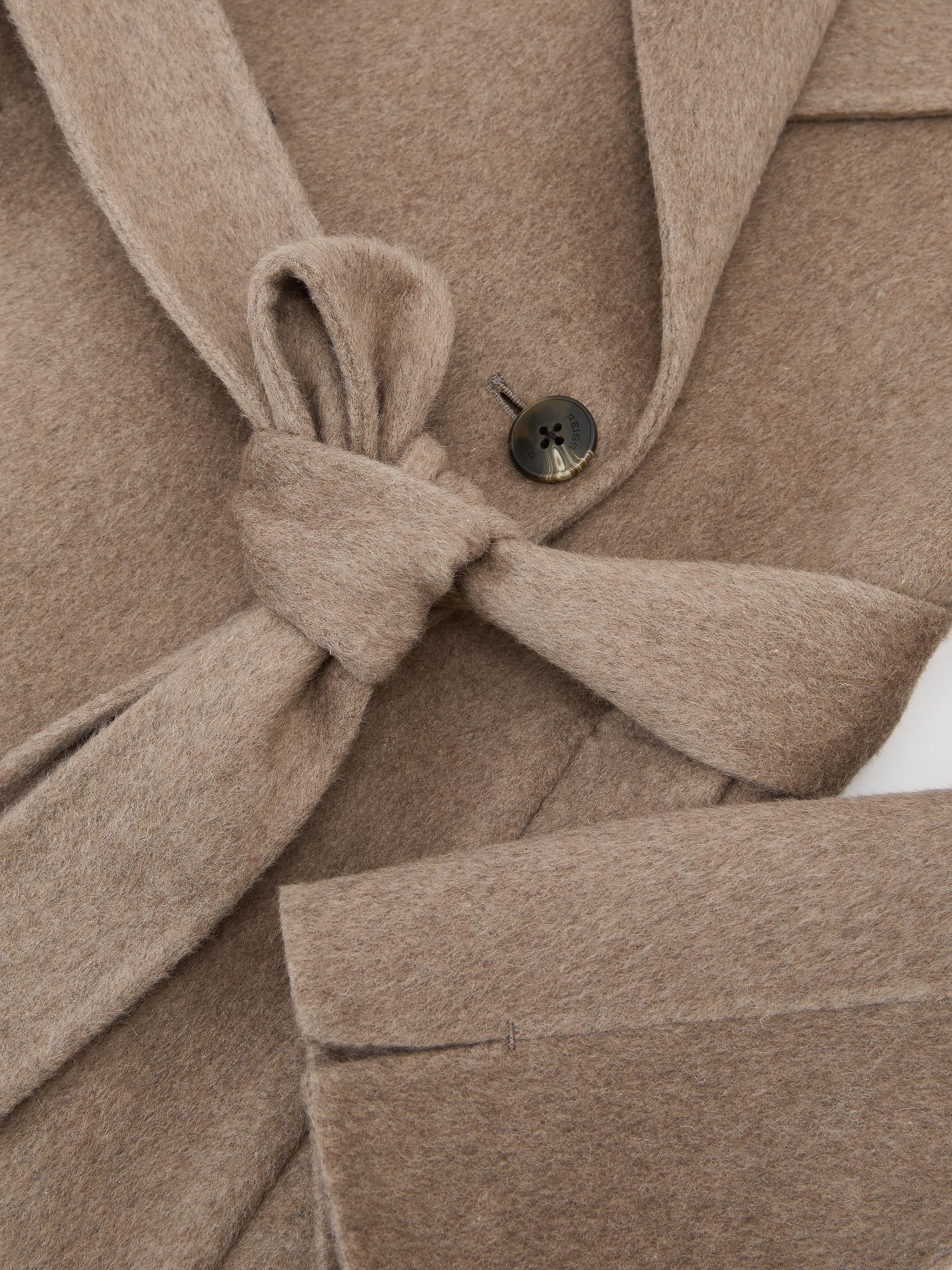 Wool-Blend Double-Breasted Blind-Seam Coat with Cashmere in Neutral Melange - Image 9 of 9