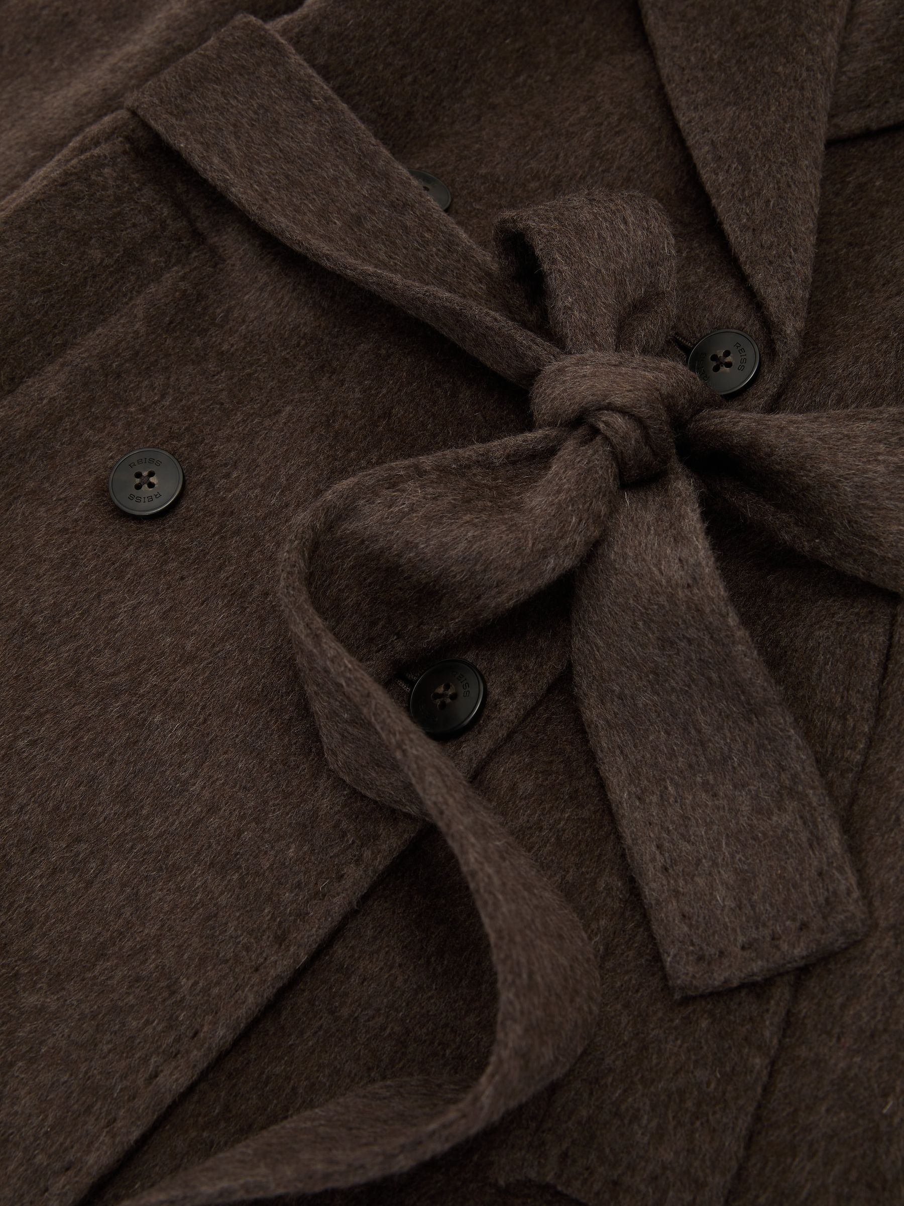 Petite Double-Breasted Blind-Seam Coat Wool-Blend with Cashmere in Mocha Brown - Image 8 of 9