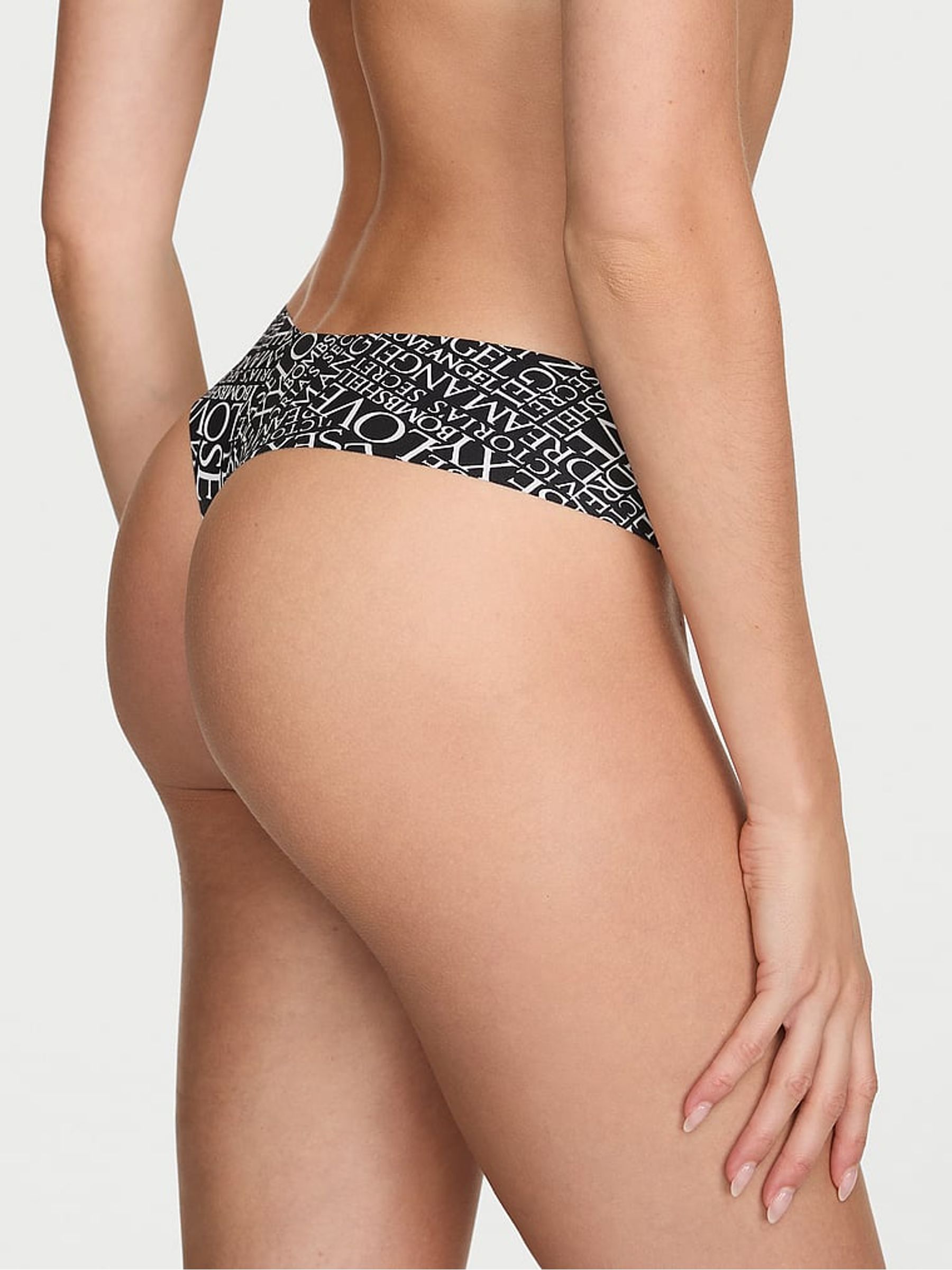 Black Newpaper Print Thong Knickers - Image 2 of 2