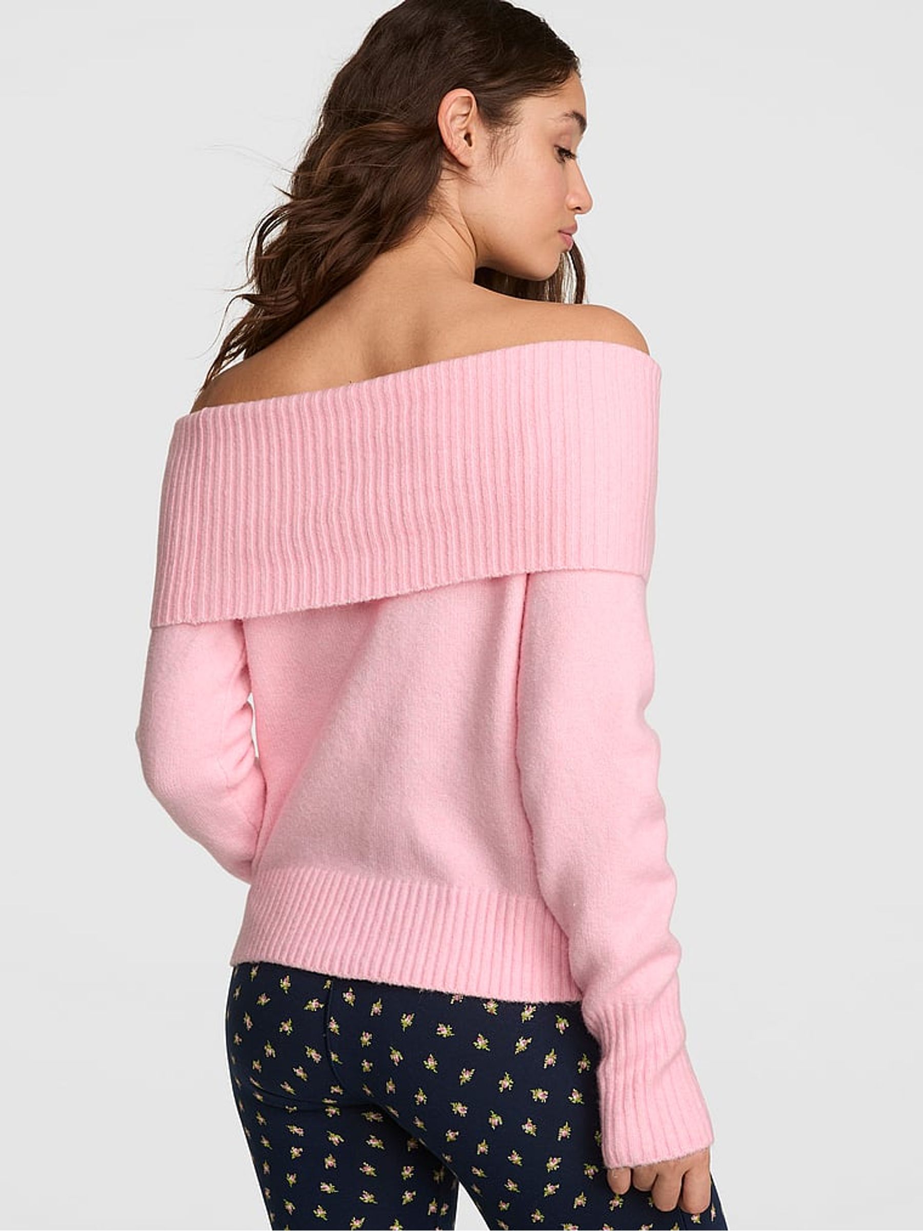 Victoria Pink Foldover Off The Shoulder Jumper - Image 2 of 2 Victoria Pink Foldover Off The Shoulder Jumper - Image 2 of 2