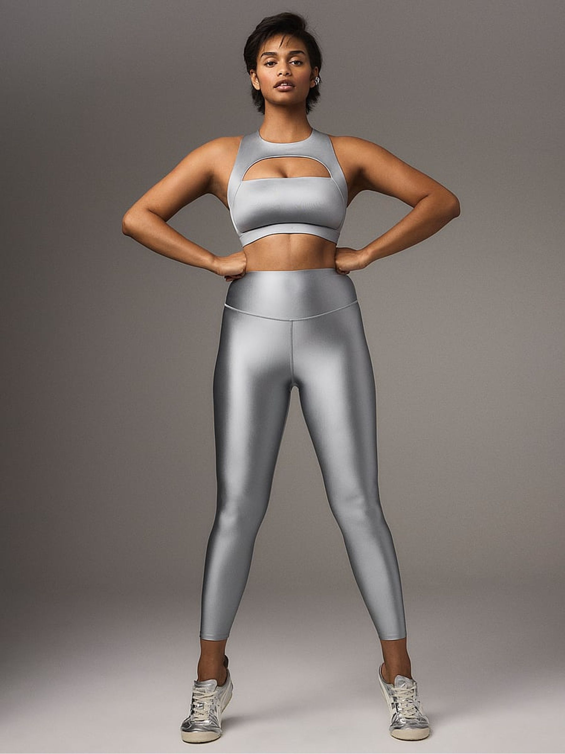 Starstruck Grey GlossyTech™ High Rise Leggings - Image 1 of 3