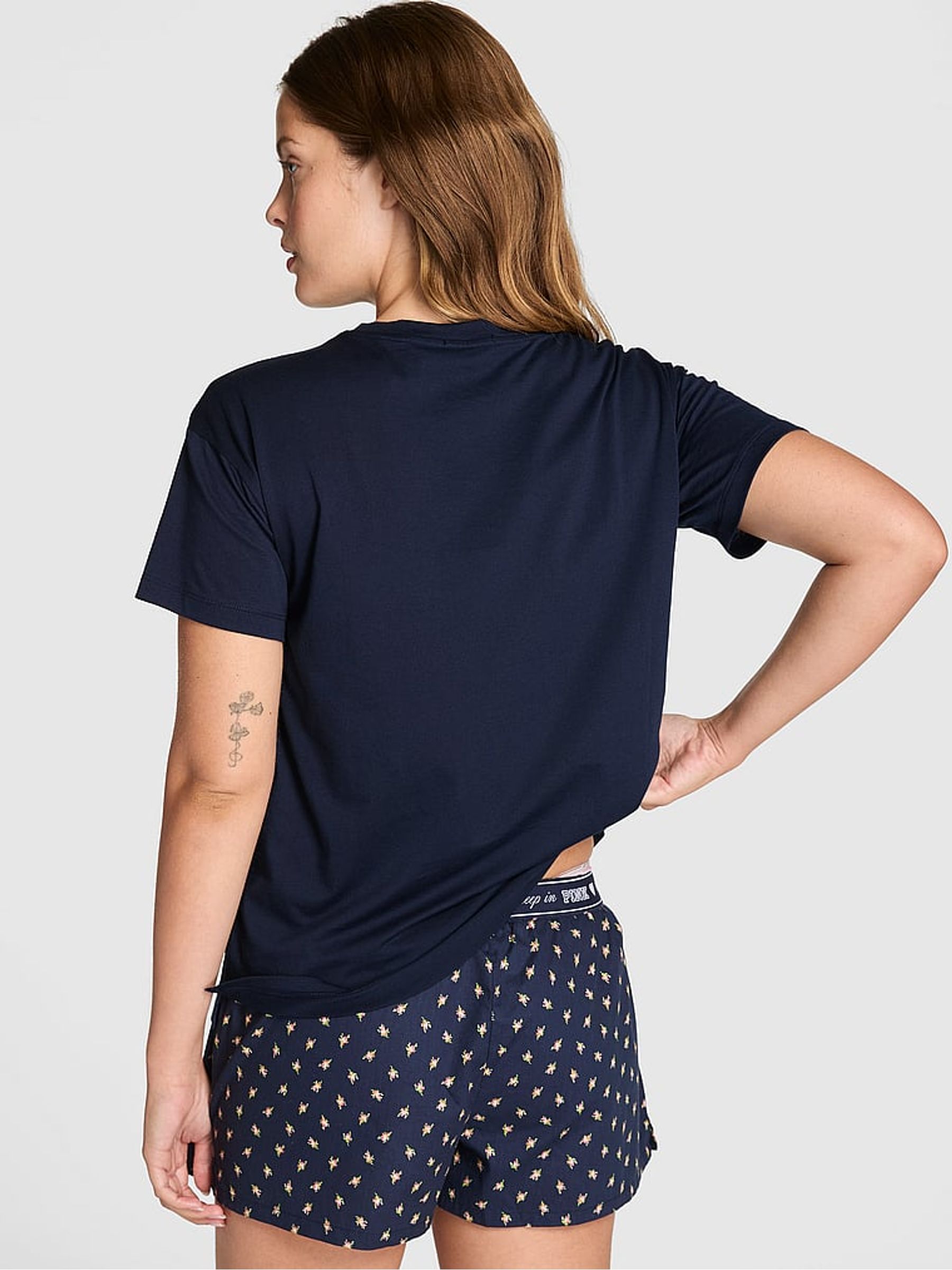 Noir Navy Blue Longline Pyjama Top - Image 2 of 2